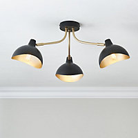 Anara Steel Black 3 Lamp Ceiling light