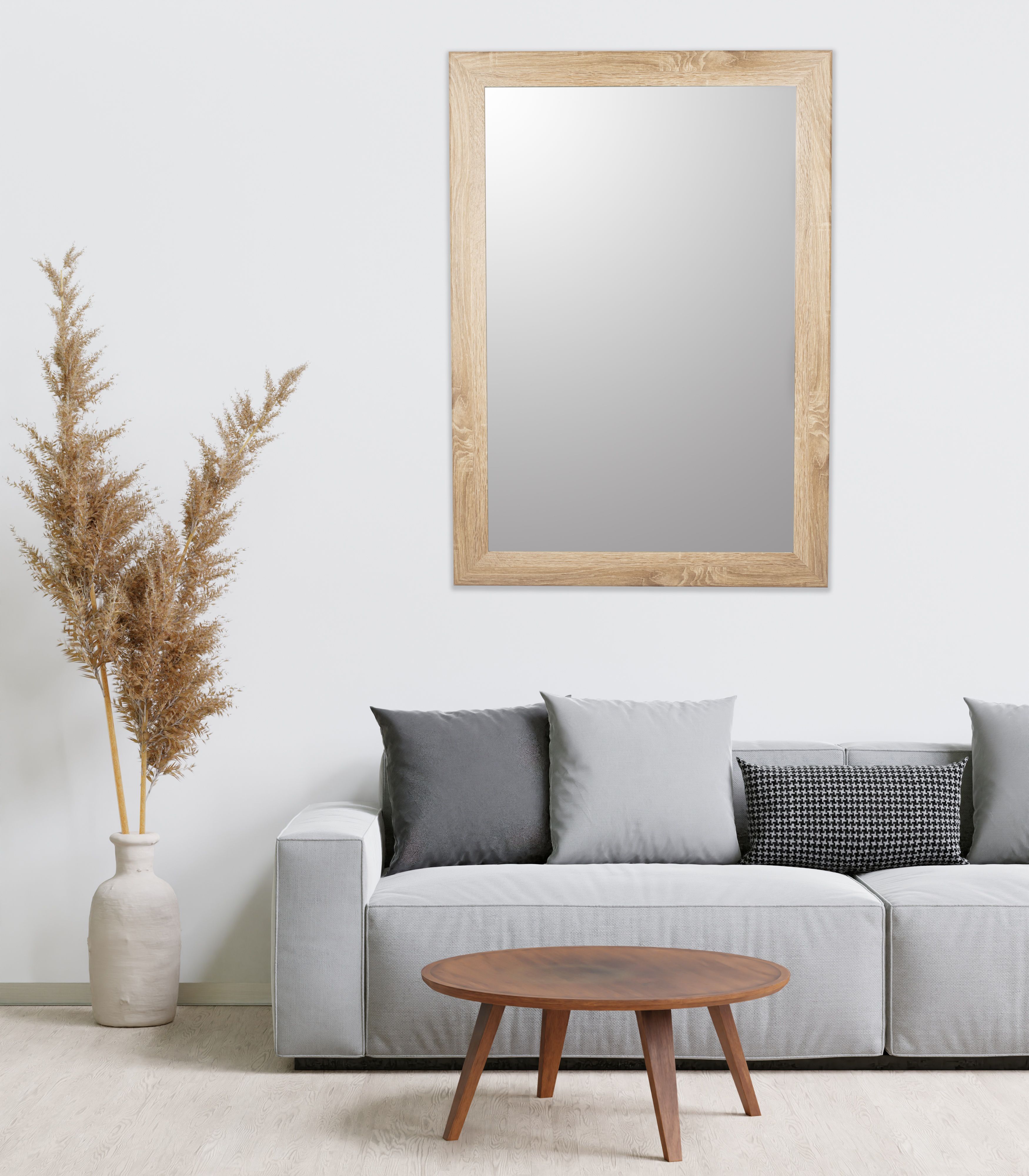 Andino Light oak effect Rectangular Wall-mounted Framed mirror, (H)103cm (W)73cm