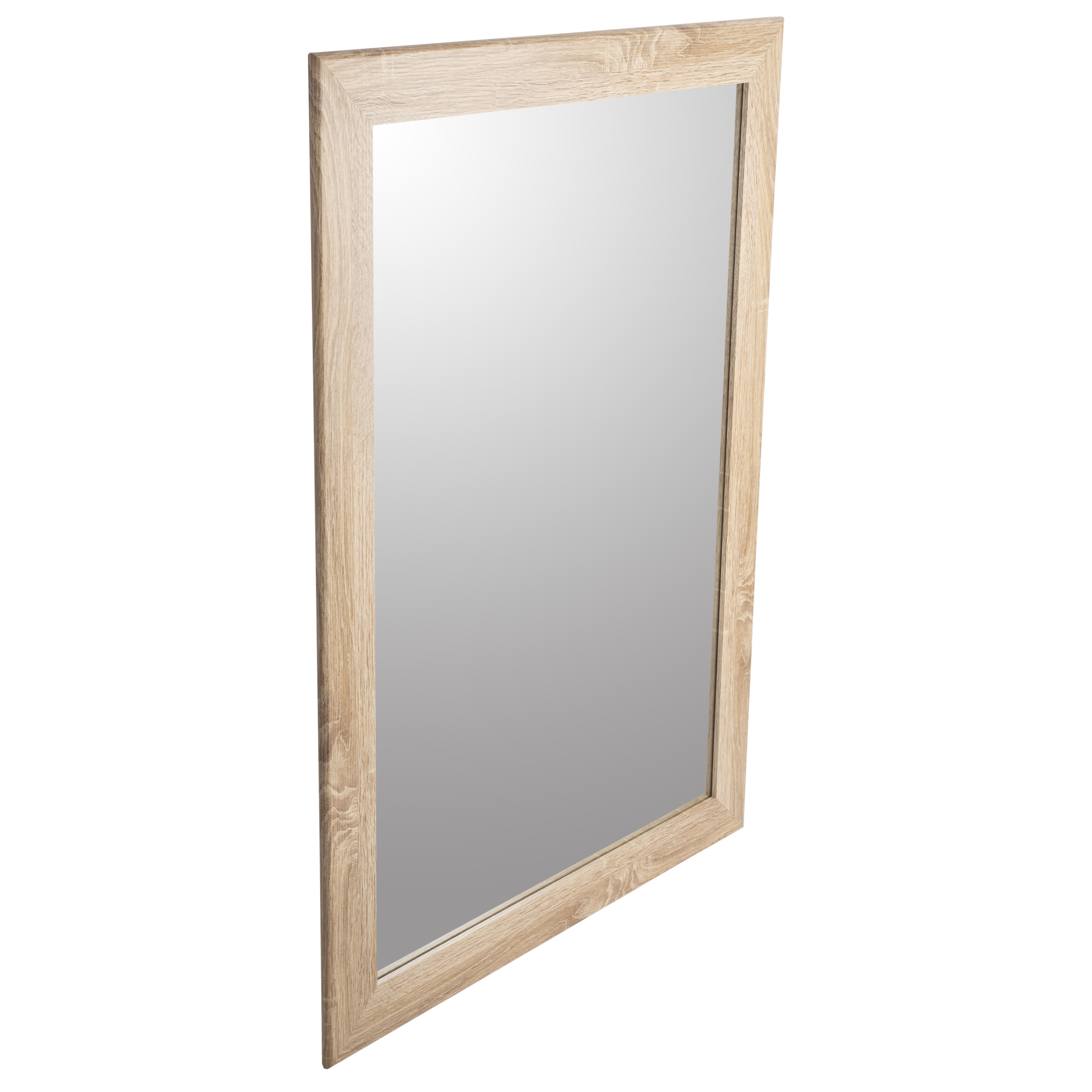 Andino Light oak effect Rectangular Wall-mounted Framed mirror, (H)103cm (W)73cm