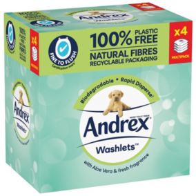Andrex Washlets White Moist toilet tissue, Pack of 4