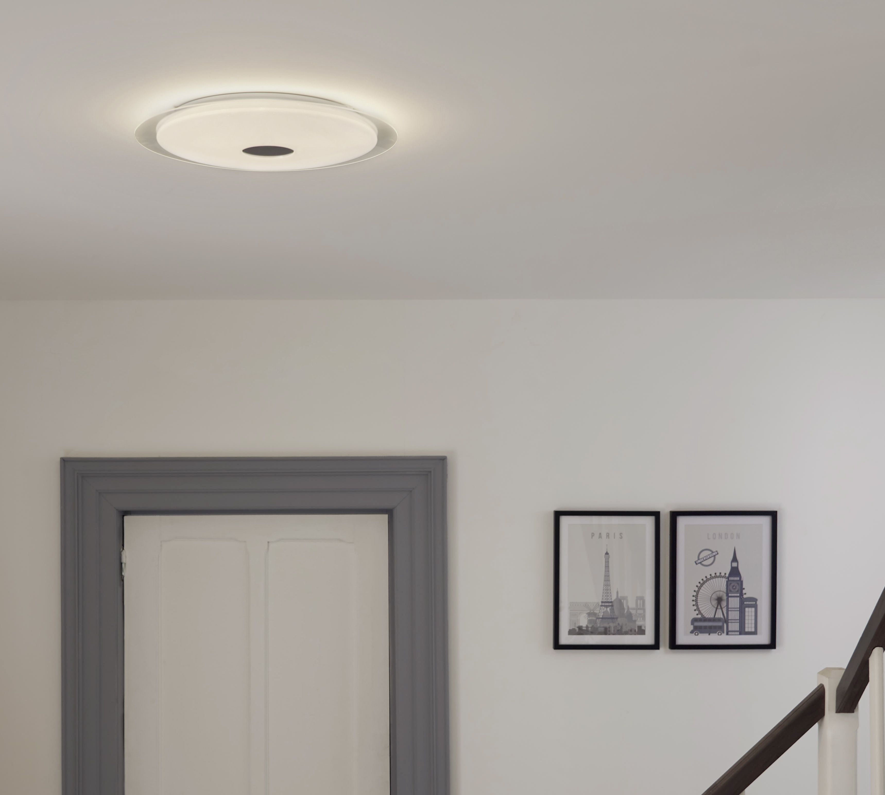 Angoon Round Metal & plastic White Glitter effect LED Ceiling light (Dia)40cm
