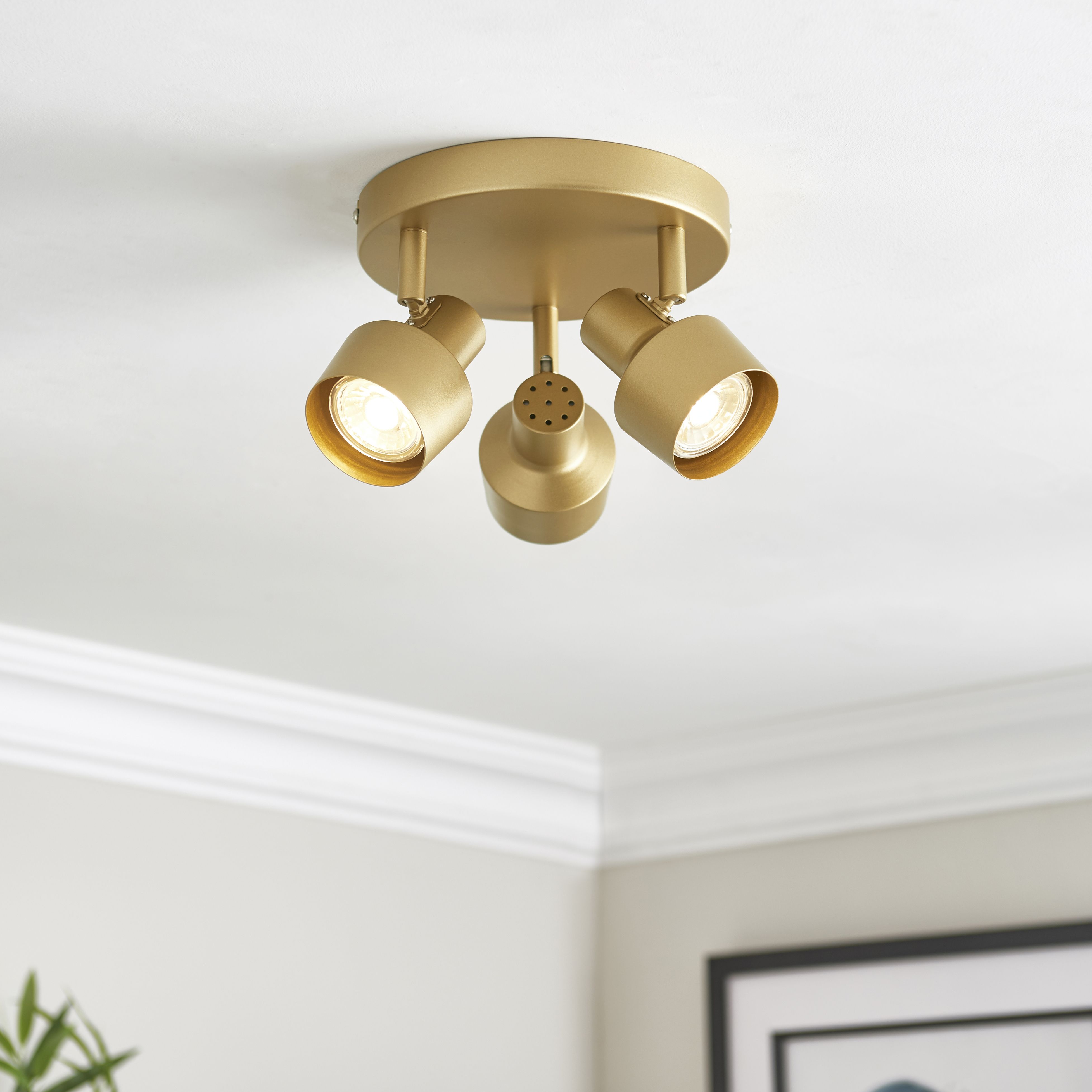 Anise Satin gold effect 3 Light Spotlight plate