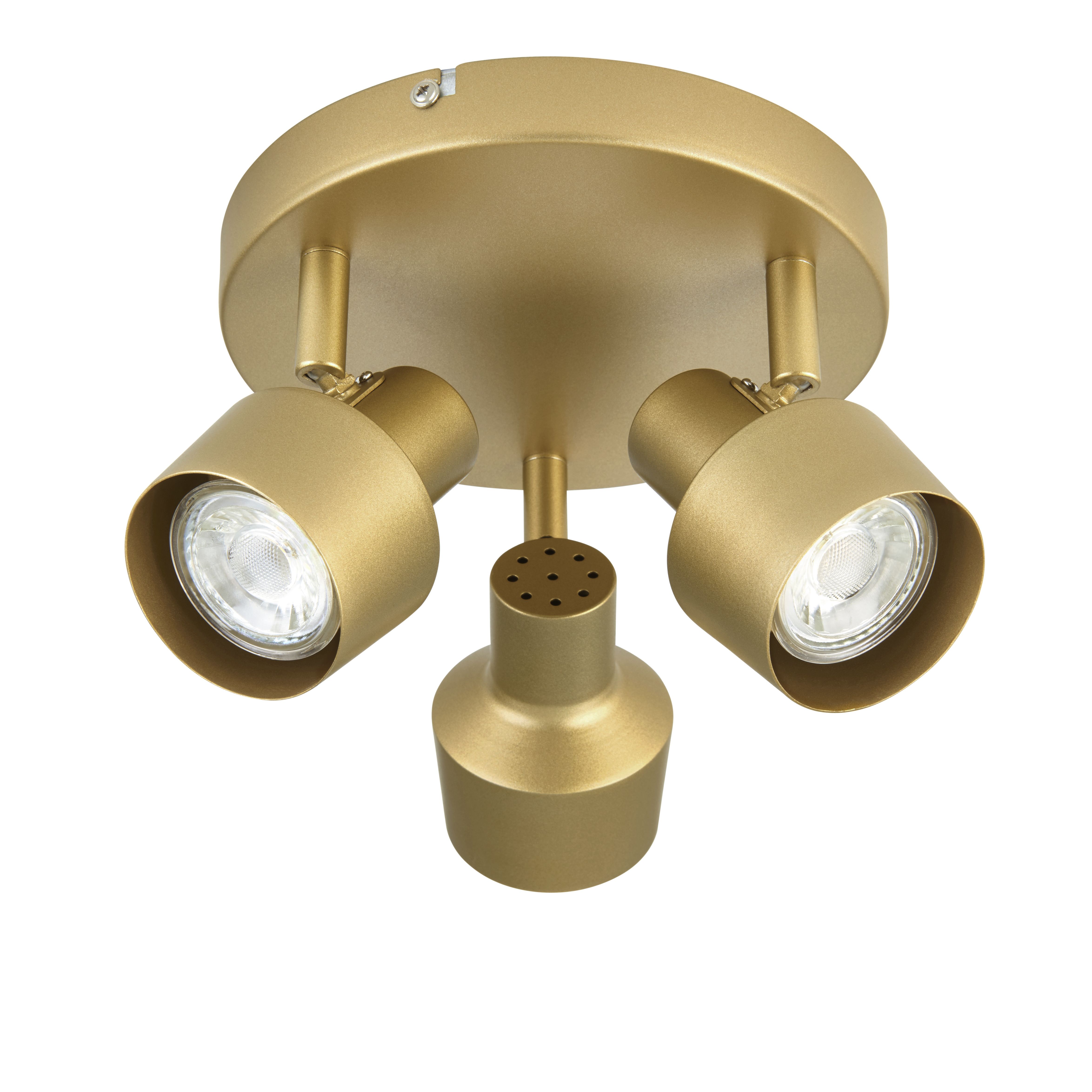 Anise Satin gold effect 3 Light Spotlight plate