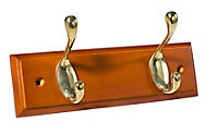 Antique brass effect 2 Hook rail, (L)228mm (H)15mm