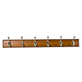 Antique brass effect 6 Hook rail, (L)685mm (H)15mm
