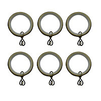 Antique brass effect Curtain ring (Dia)19mm, Pack of 6