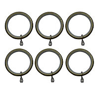 Antique brass effect Curtain ring (Dia)28mm, Pack of 6
