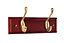 Antique brass effect Mahogany 2 Hook rail, (L)228mm (H)15mm