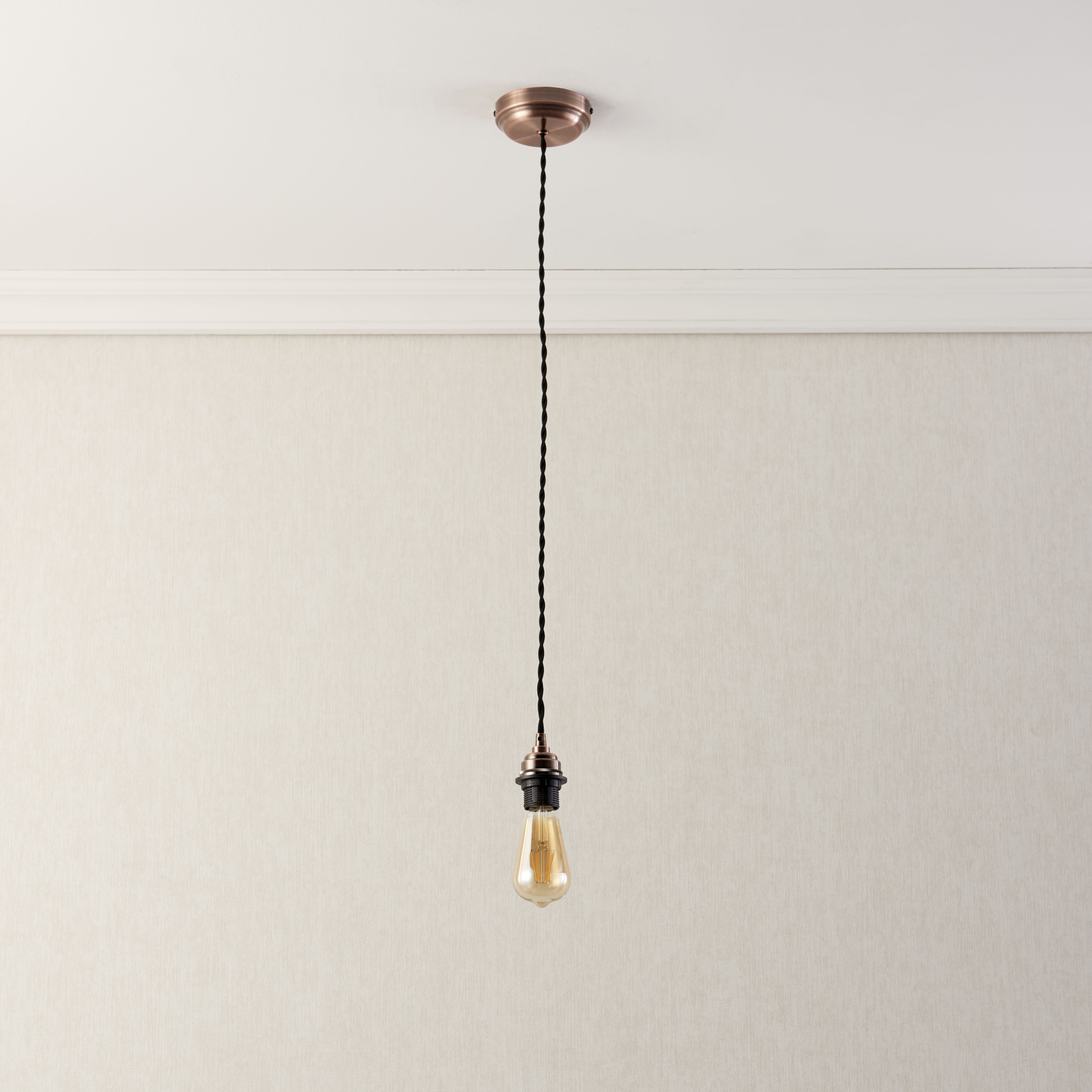 Antique copper effect E27 Cable light set (L)1500mm | Tradepoint
