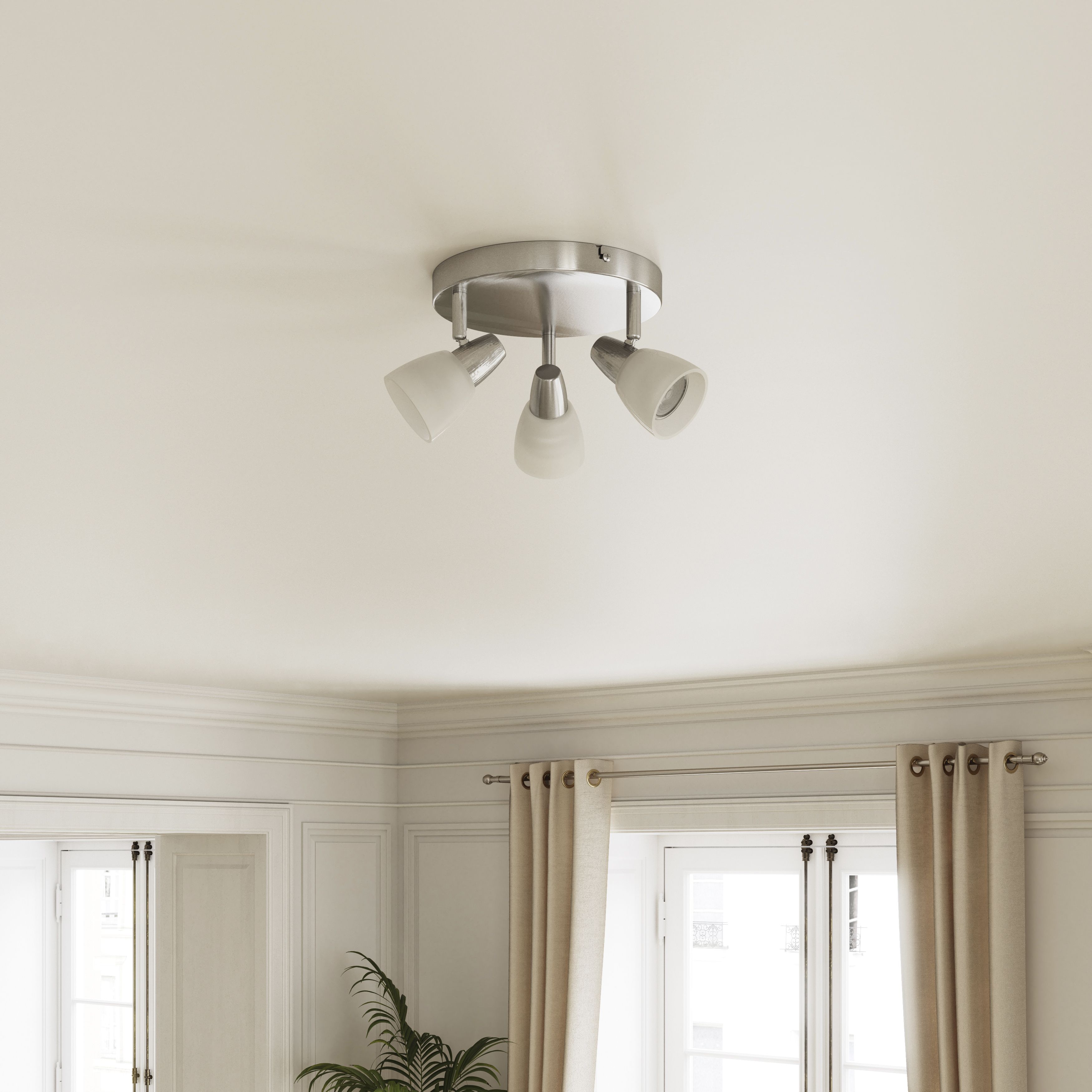 Aphaea Plate Satin nickel effect 3 Light Spotlight