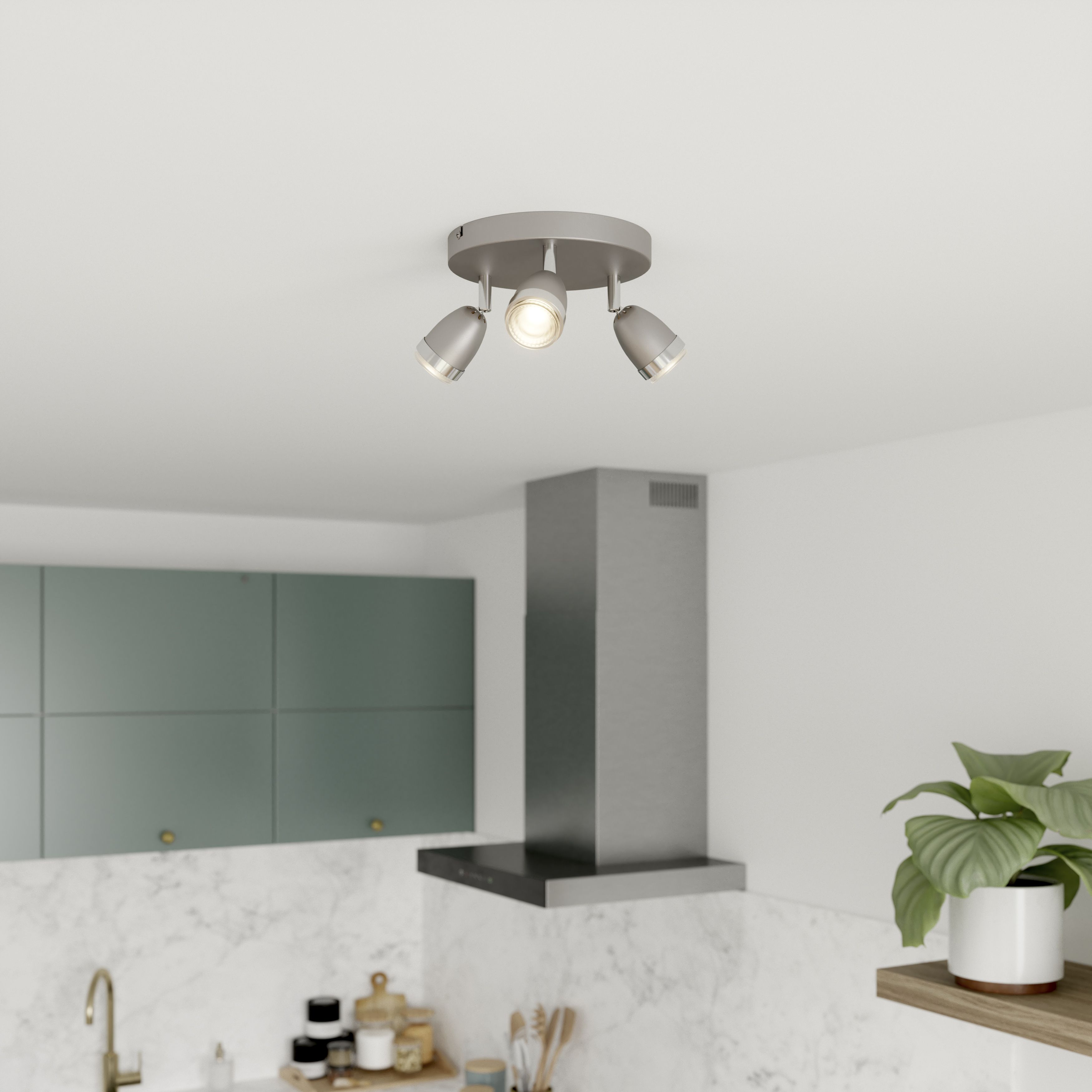 Apheliotes Plate Chrome & silver effect 3 Light Spotlight