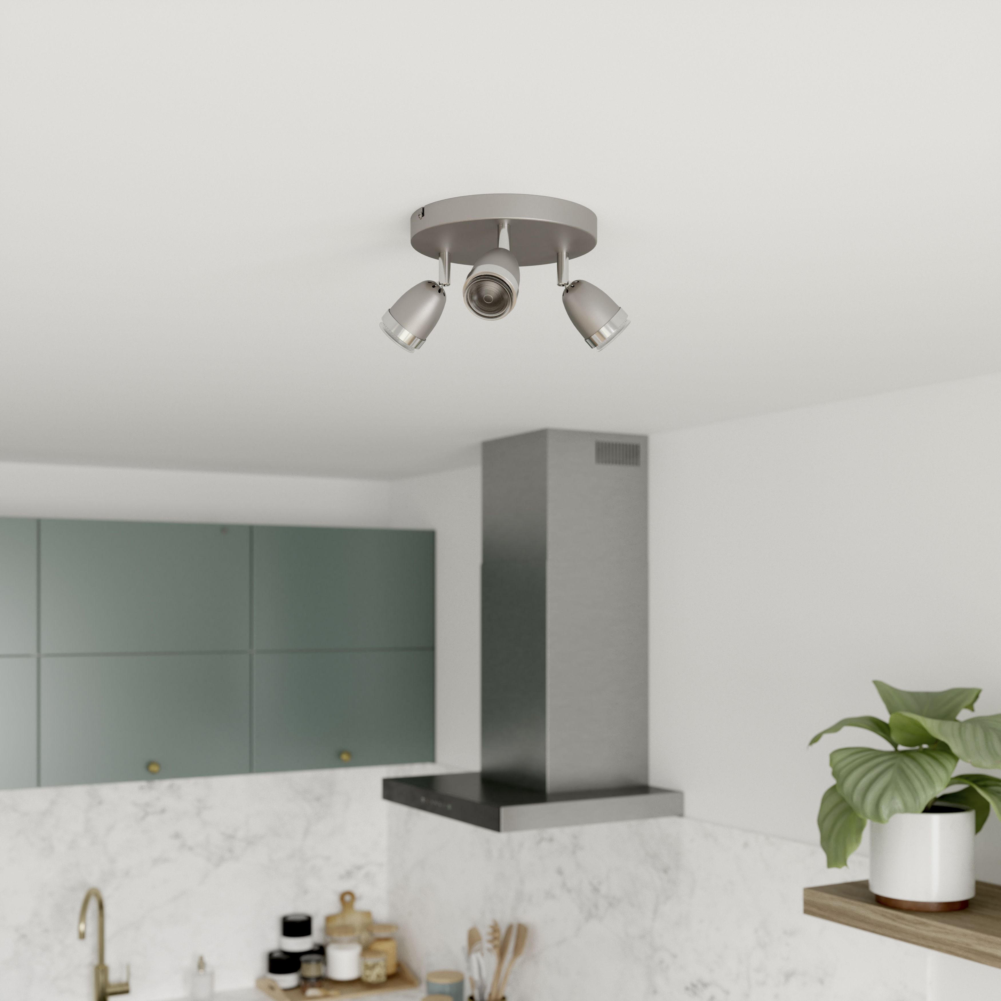 Apheliotes Plate Chrome & silver effect 3 Light Spotlight