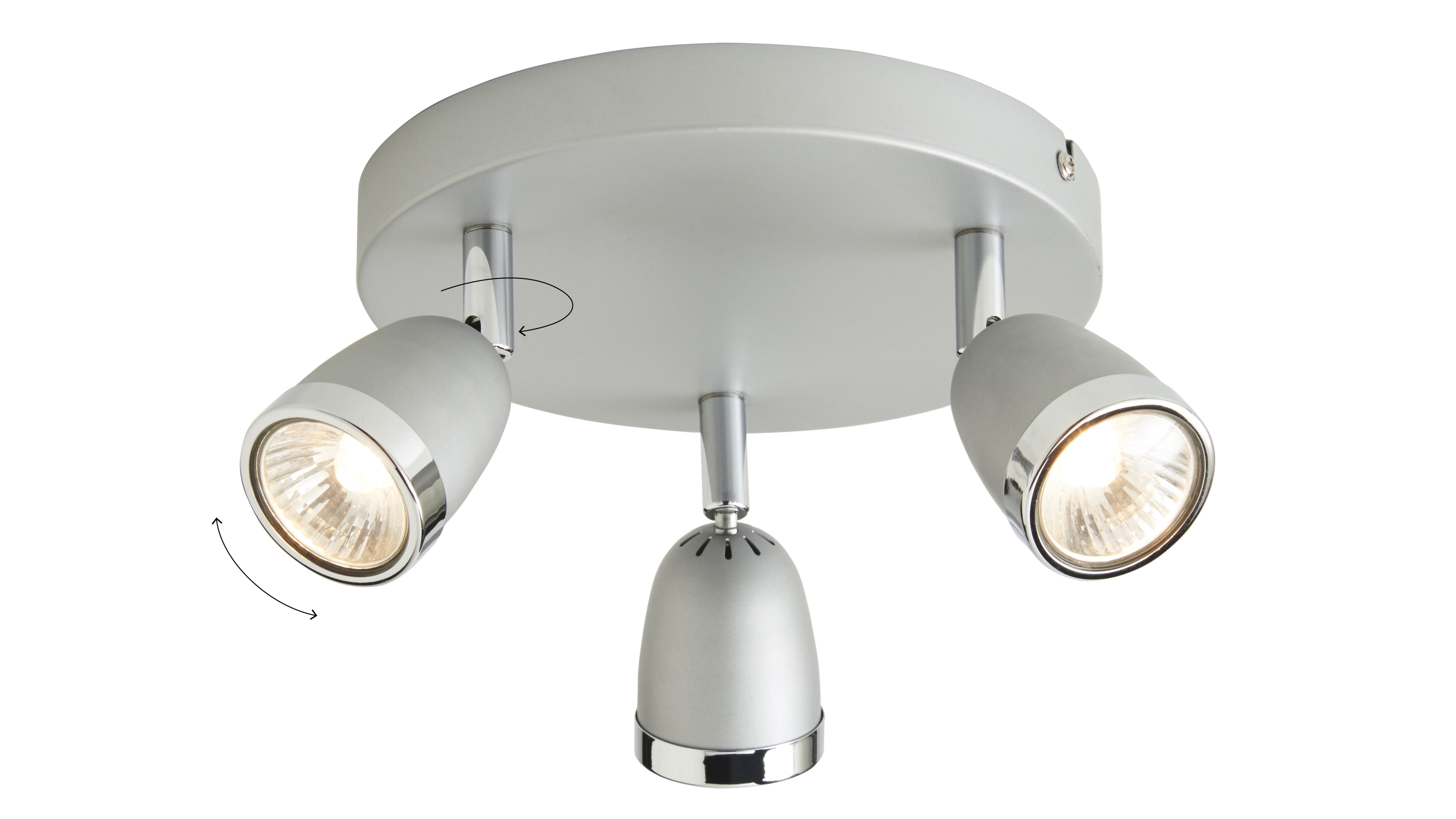 Apheliotes Plate Chrome & silver effect 3 Light Spotlight