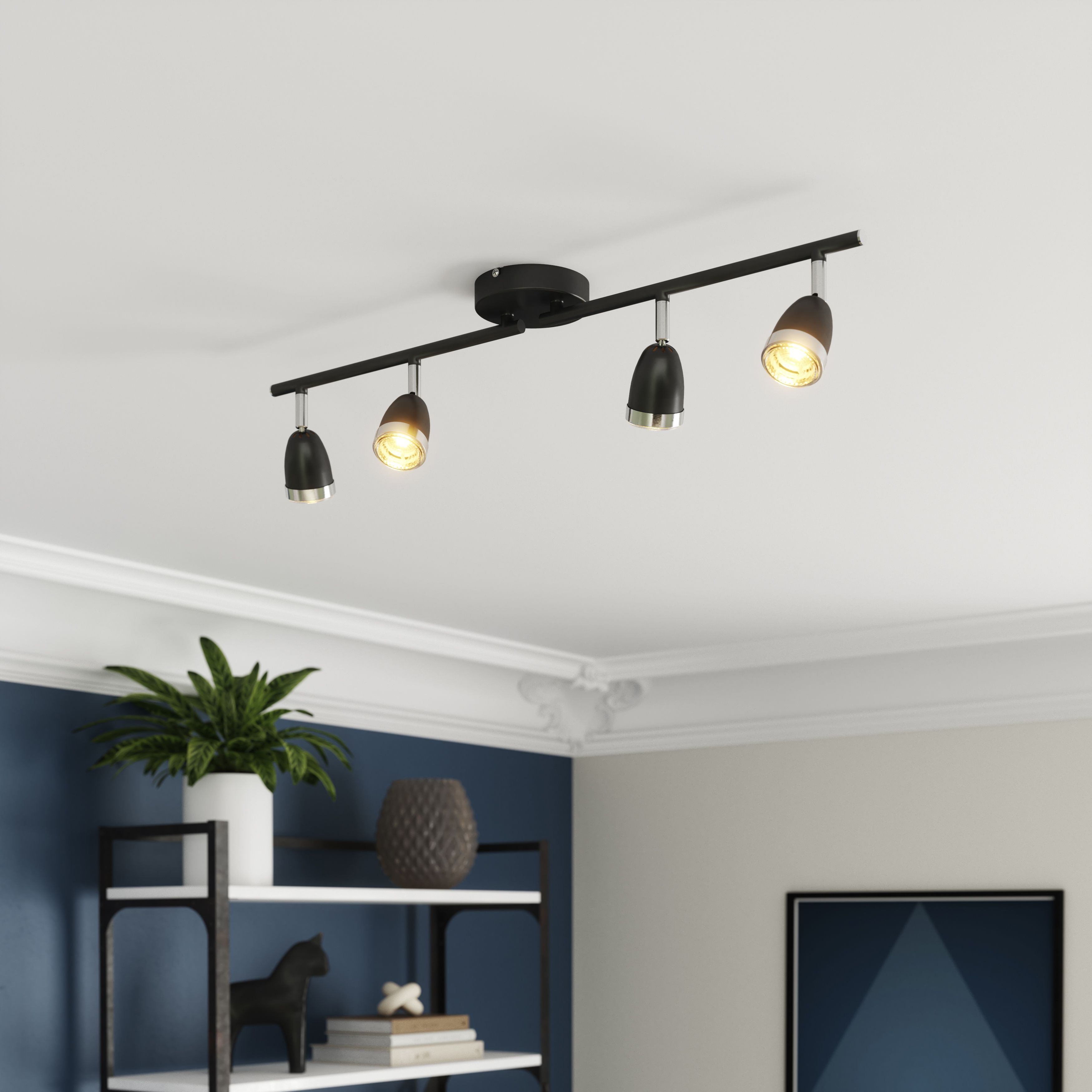 Apheliotes Tube Black & chrome 4 Light Spotlight