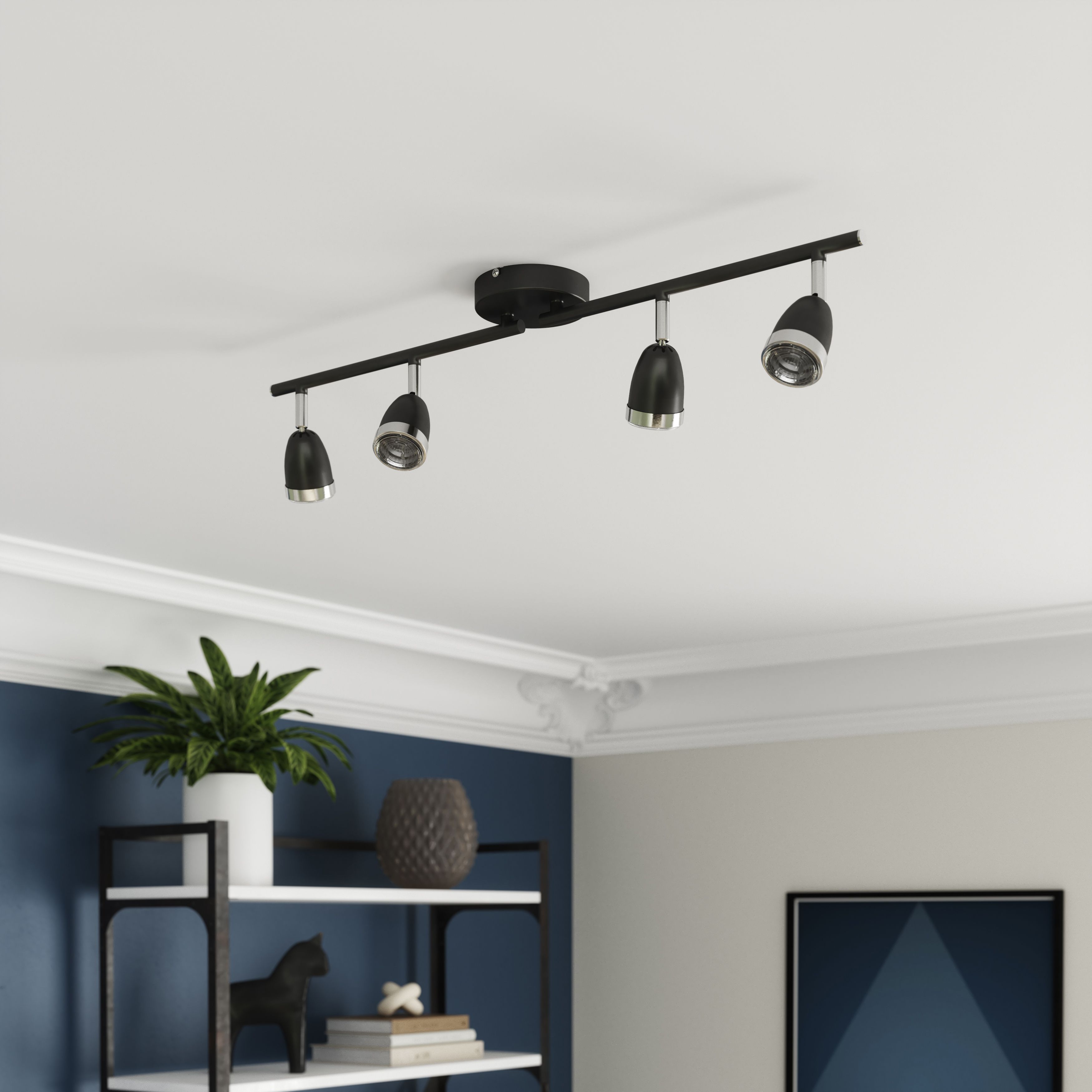 Apheliotes Tube Black & chrome 4 Light Spotlight
