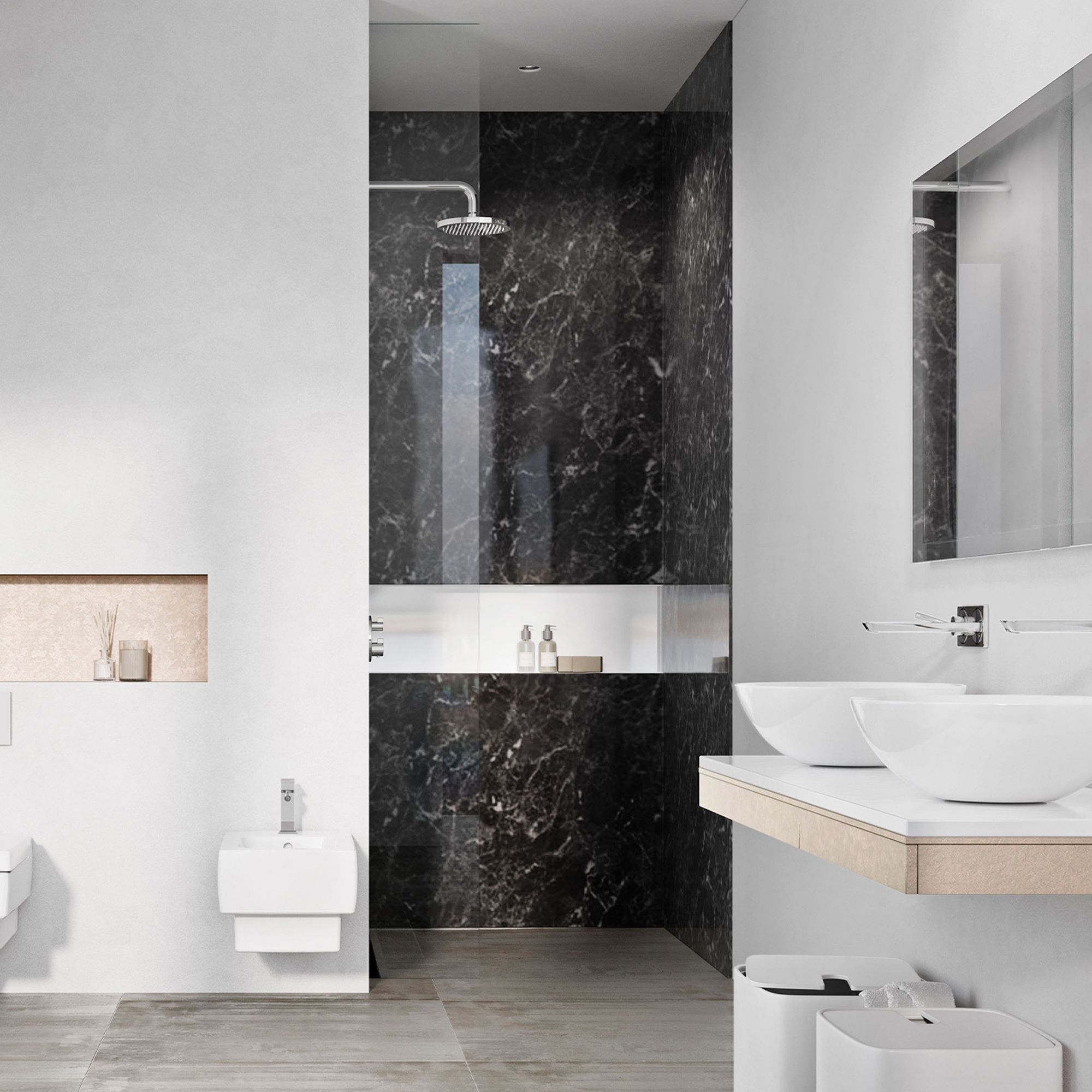 Aquadry Black Marble effect 1 sided Shower Wall panel kit (L)2400mm (W)1000mm (T)10mm