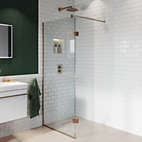 Aquadry Cassien Brushed Bronze Clear Fixed Walk-in Front & pivot return panel (H)200cm (W)90cm