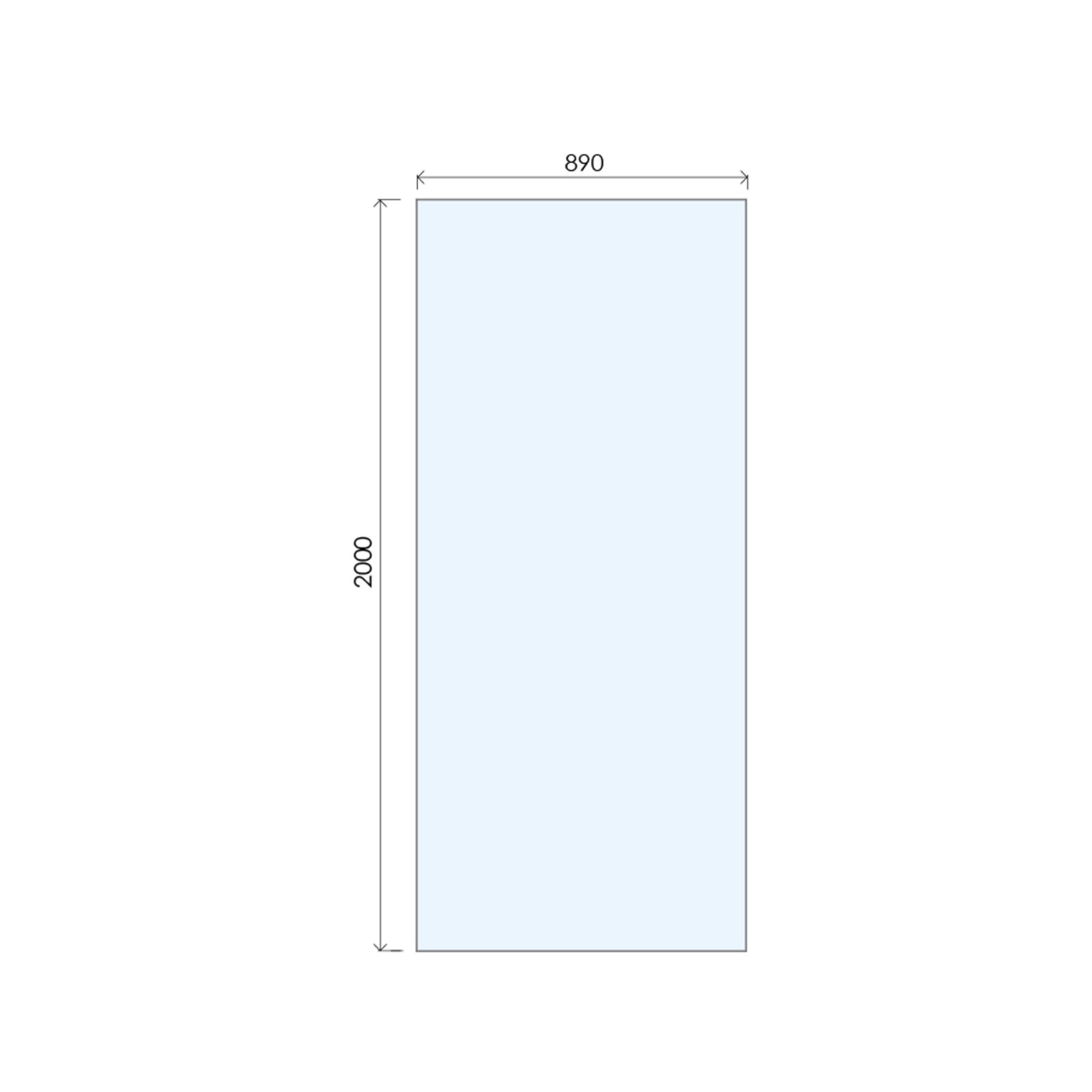 Aquadry Cassien Chrome effect Glass Rectangular Wet room glass screen kit & Ceiling-mounted bar (H)200cm (W)90cm