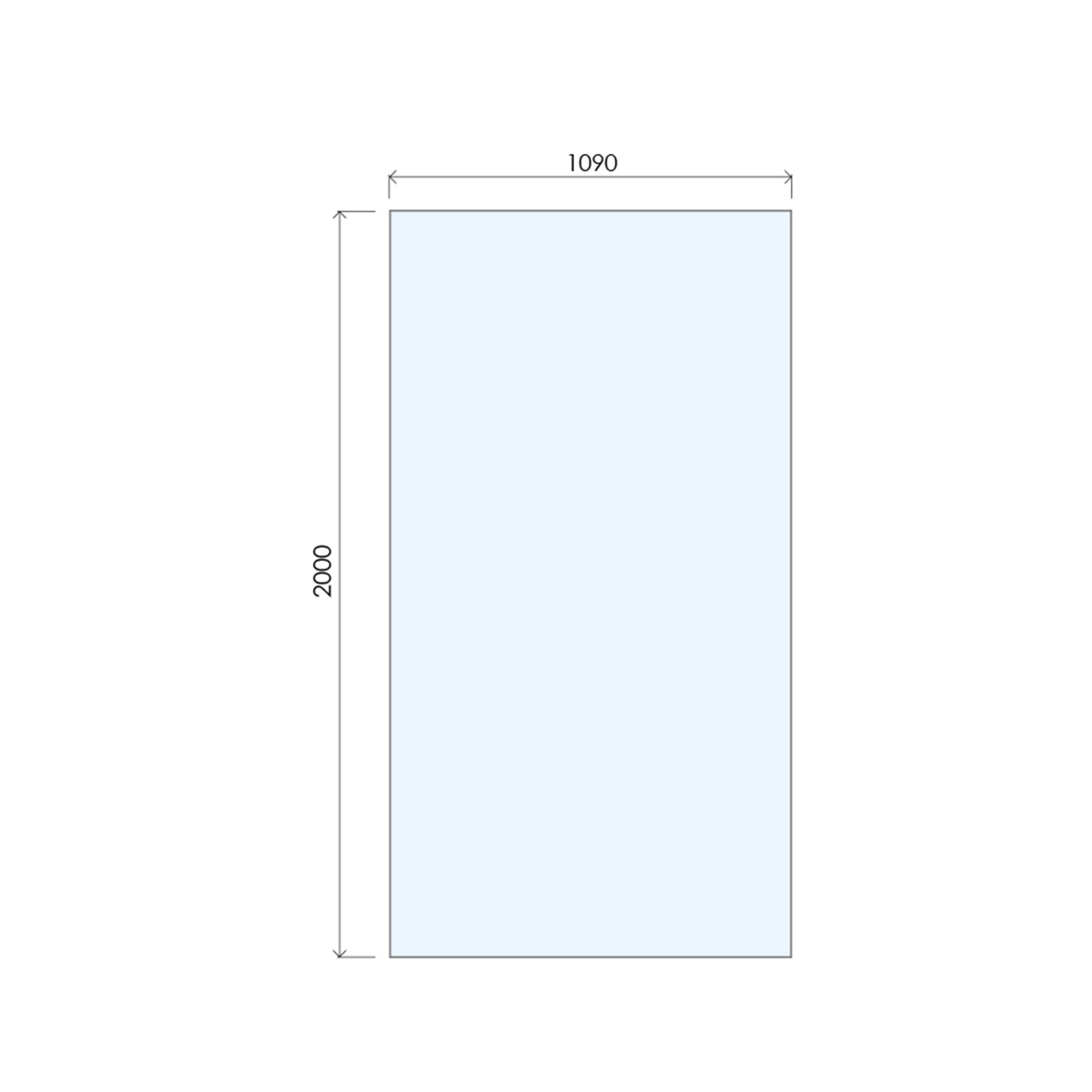 Aquadry Cassien Chrome effect Glass Rectangular Wet room glass screen kit & Wall-mounted bar (H)200cm (W)110cm