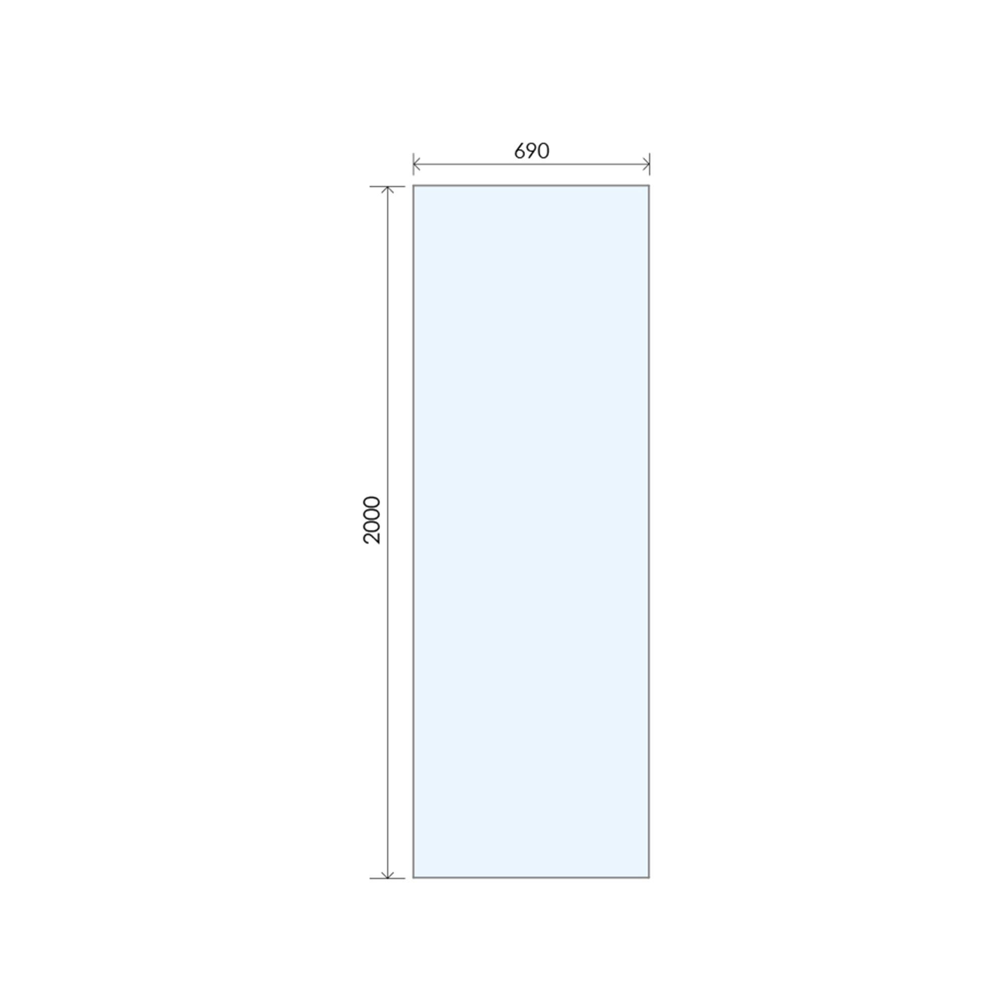 Aquadry Cassien Chrome effect Rectangular Wet room glass screen kit & Wall-mounted bar (H)200cm (W)70cm