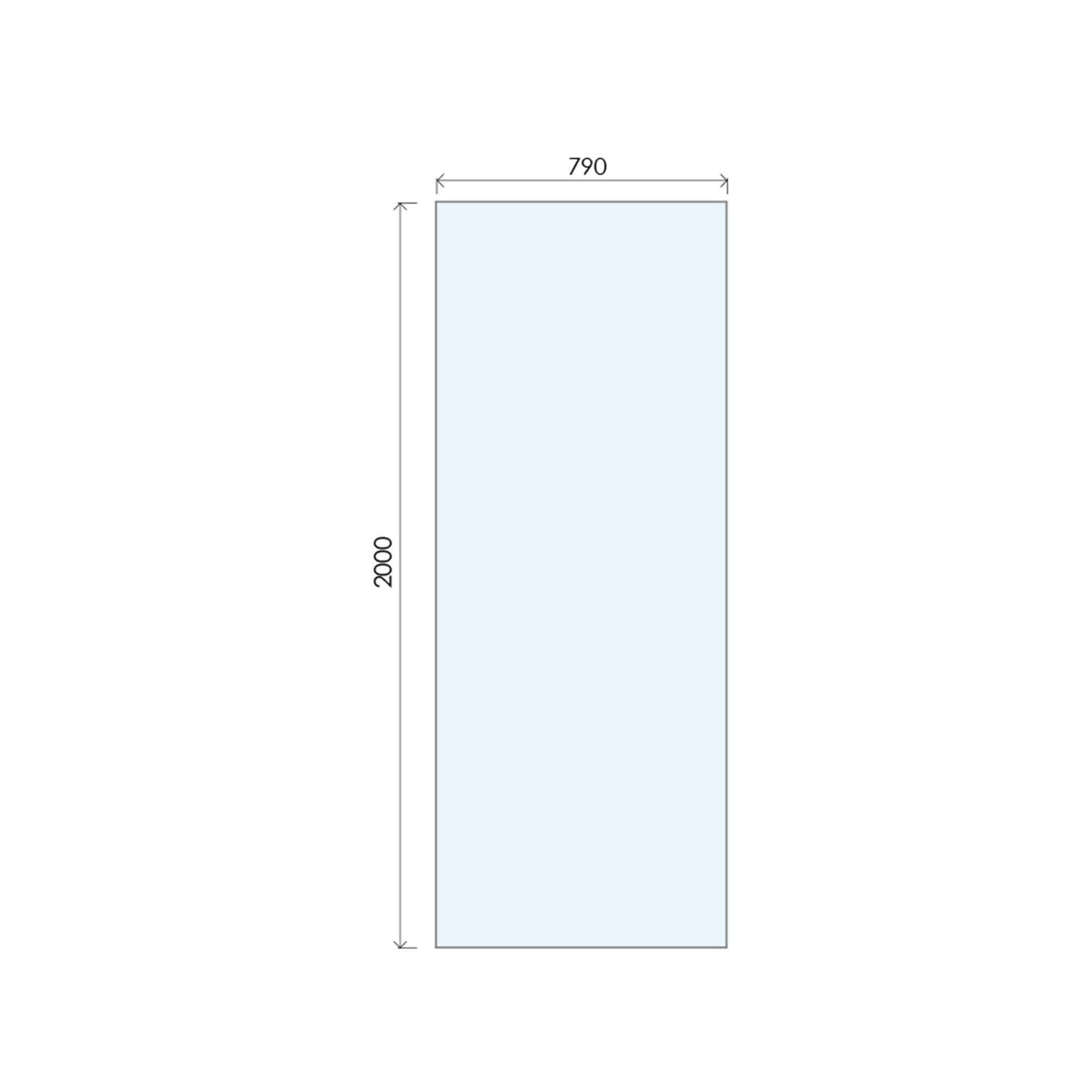 Aquadry Cassien Matt Black Glass Rectangular Wet room glass screen kit & Wall-mounted bar (H)200cm (W)80cm