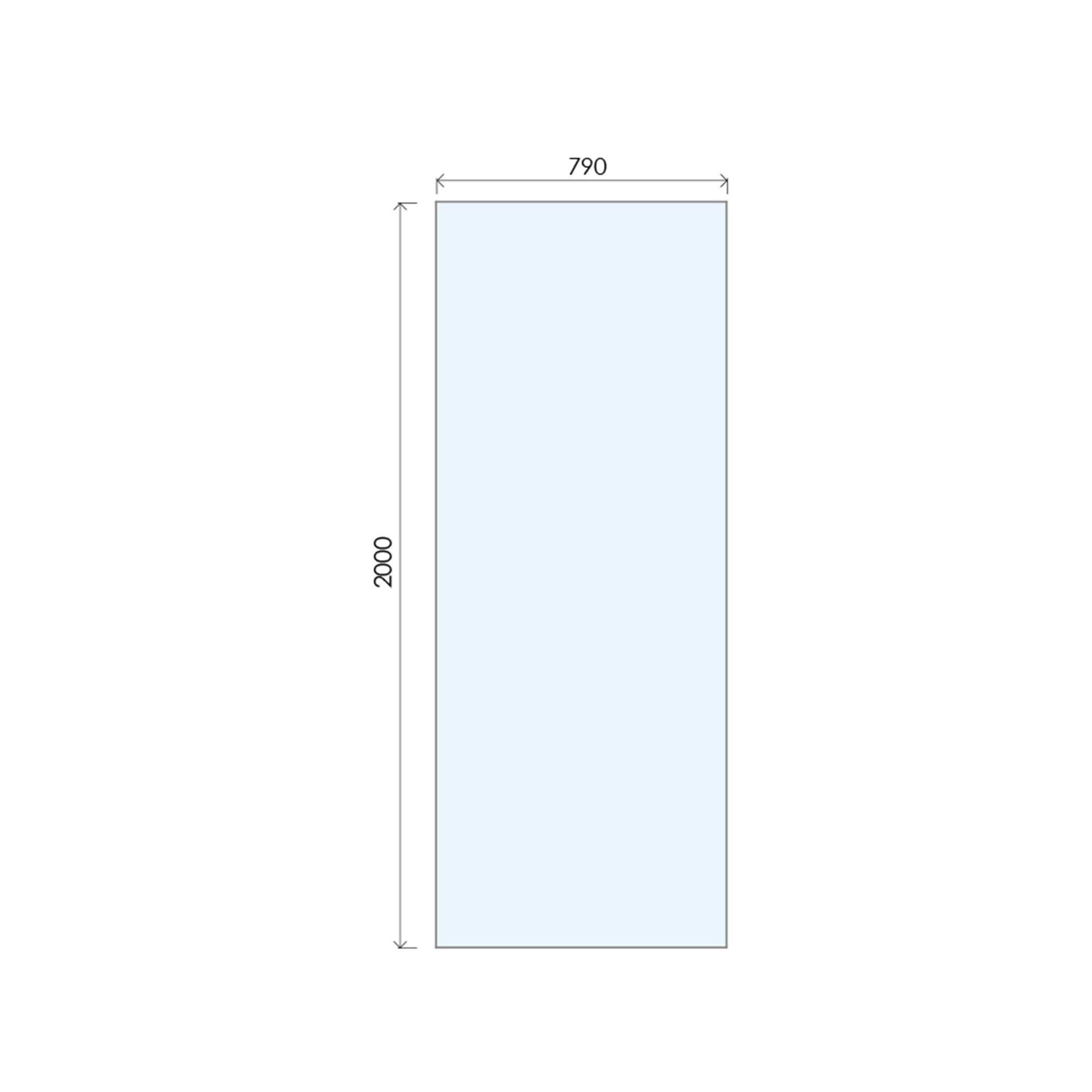Aquadry Cassien Matt Black Rectangular Wet room glass screen kit & Wall-mounted bar (H)200cm (W)80cm