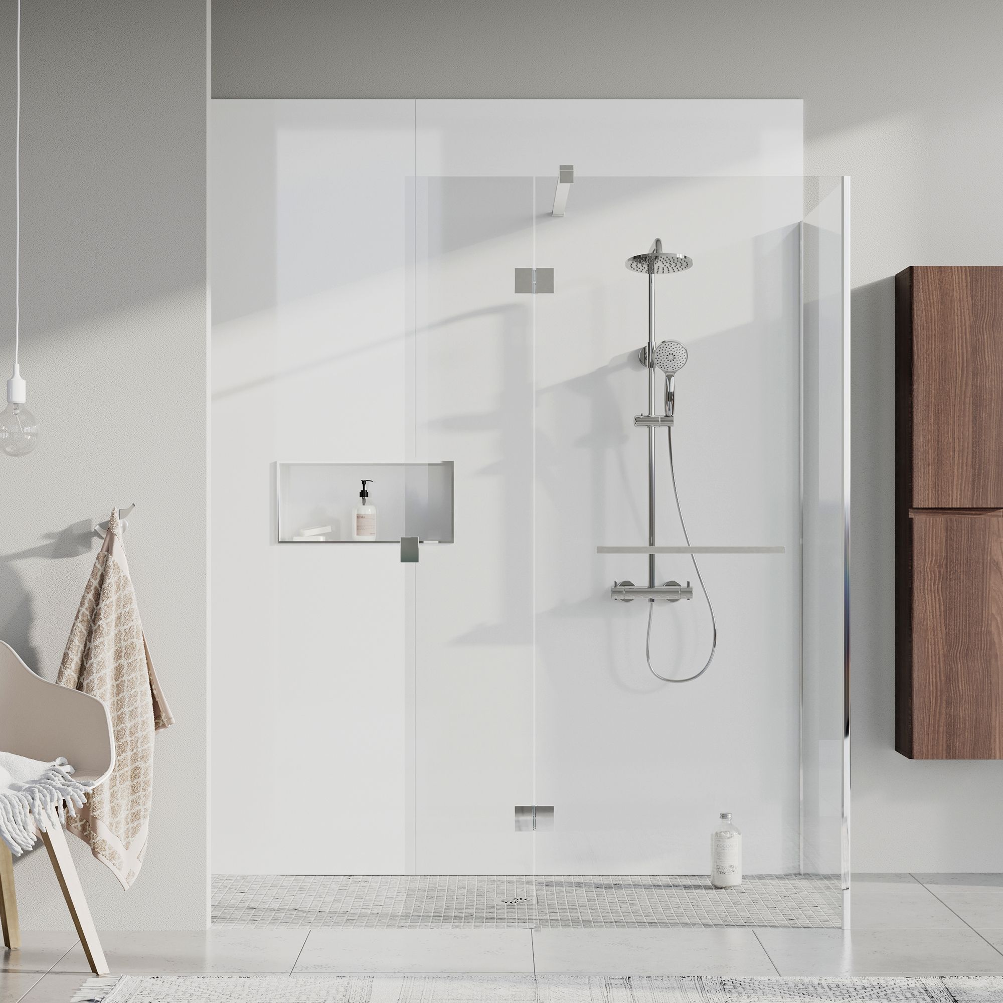 Aquadry Gloss White 1 sided Shower Wall panel kit (L)2400mm (W)1000mm (T)10mm