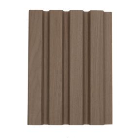 Aquadry Matt Slatted Walnut effect Laminate Tongue & groove Bathroom Decorative panel (H)2400mm (W)170mm