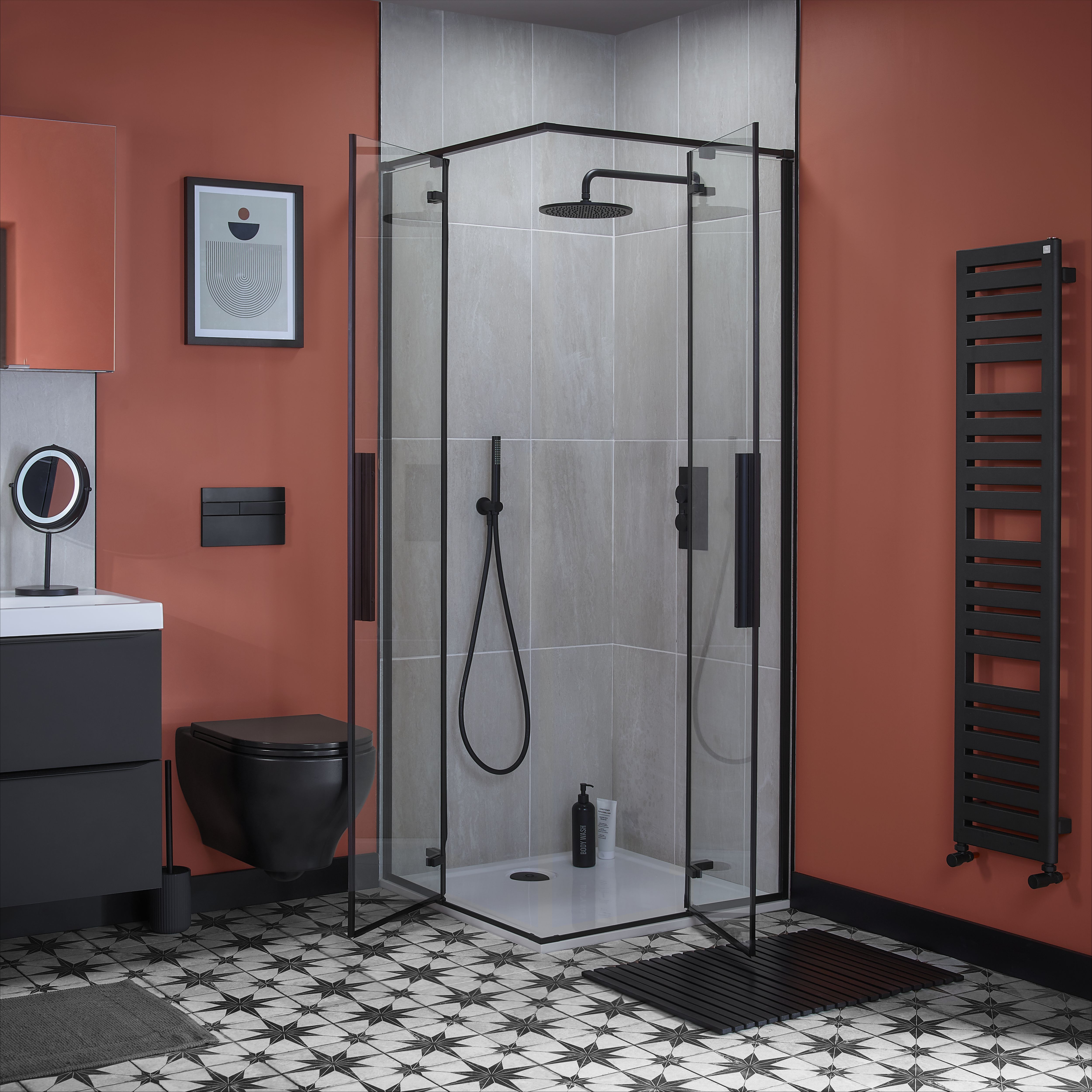 Aquadry Oria Matt Black Wall-mounted Shower arm