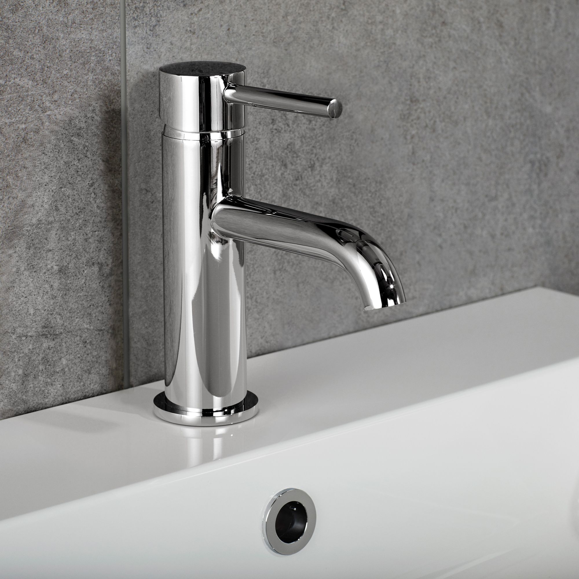 Aquadry Oria Small tall Gloss Chrome effect Deck-mounted Thermostatic Sink Mono mixer Tap