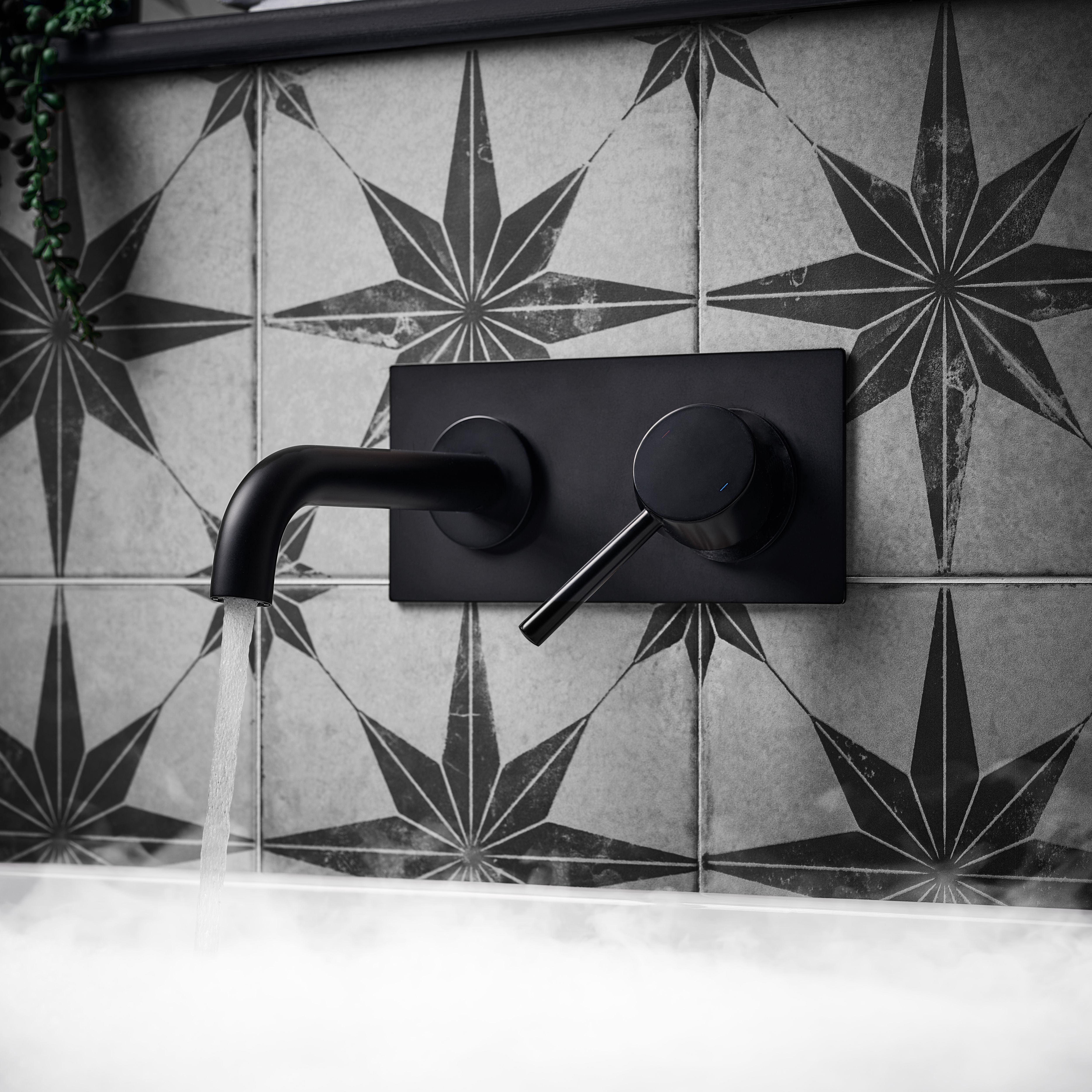 Aquadry Oria Standard Matt Black Round Wall-mounted Wall Tap