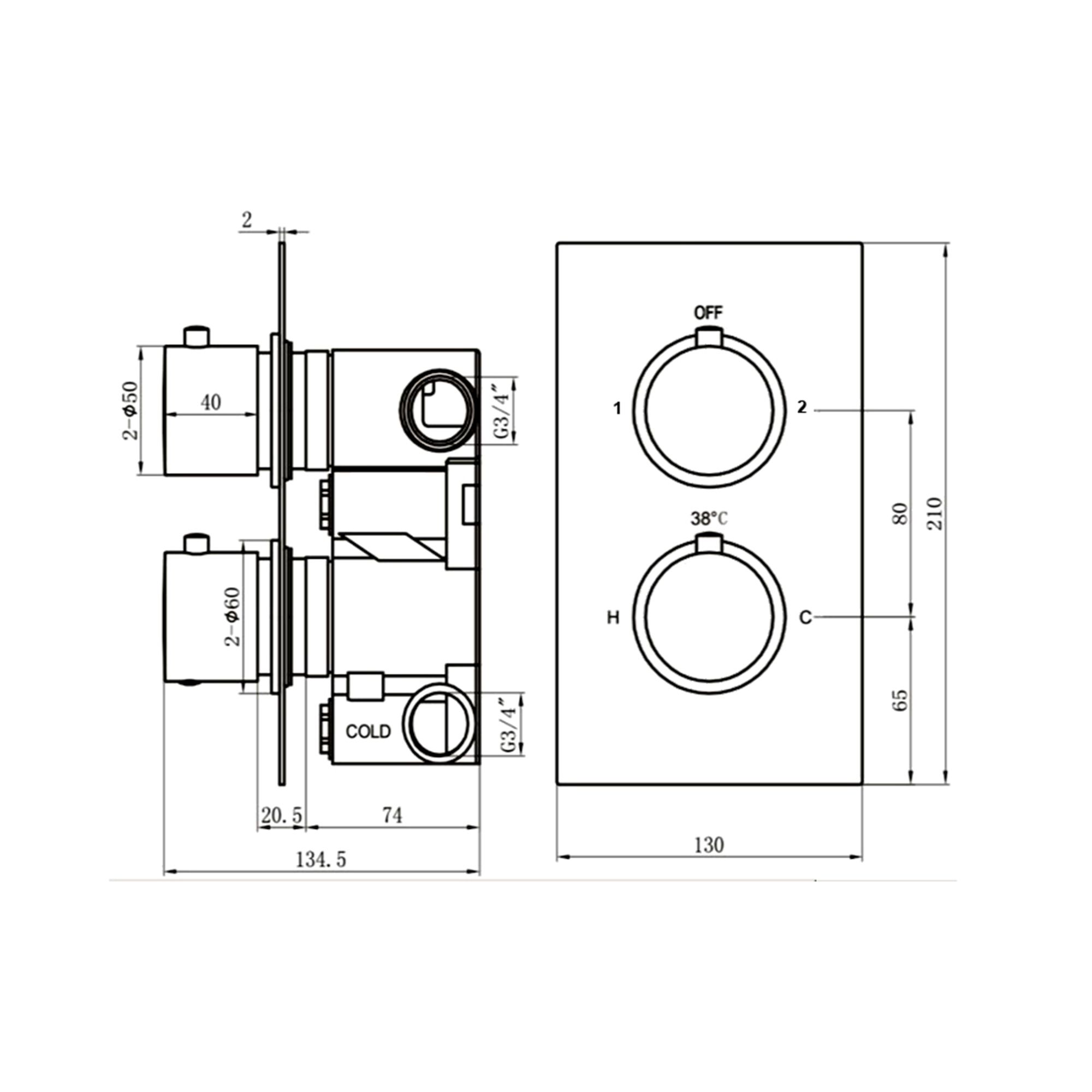 Aquadry Oria ½ turn Bronze effect Diverter Shower mixer