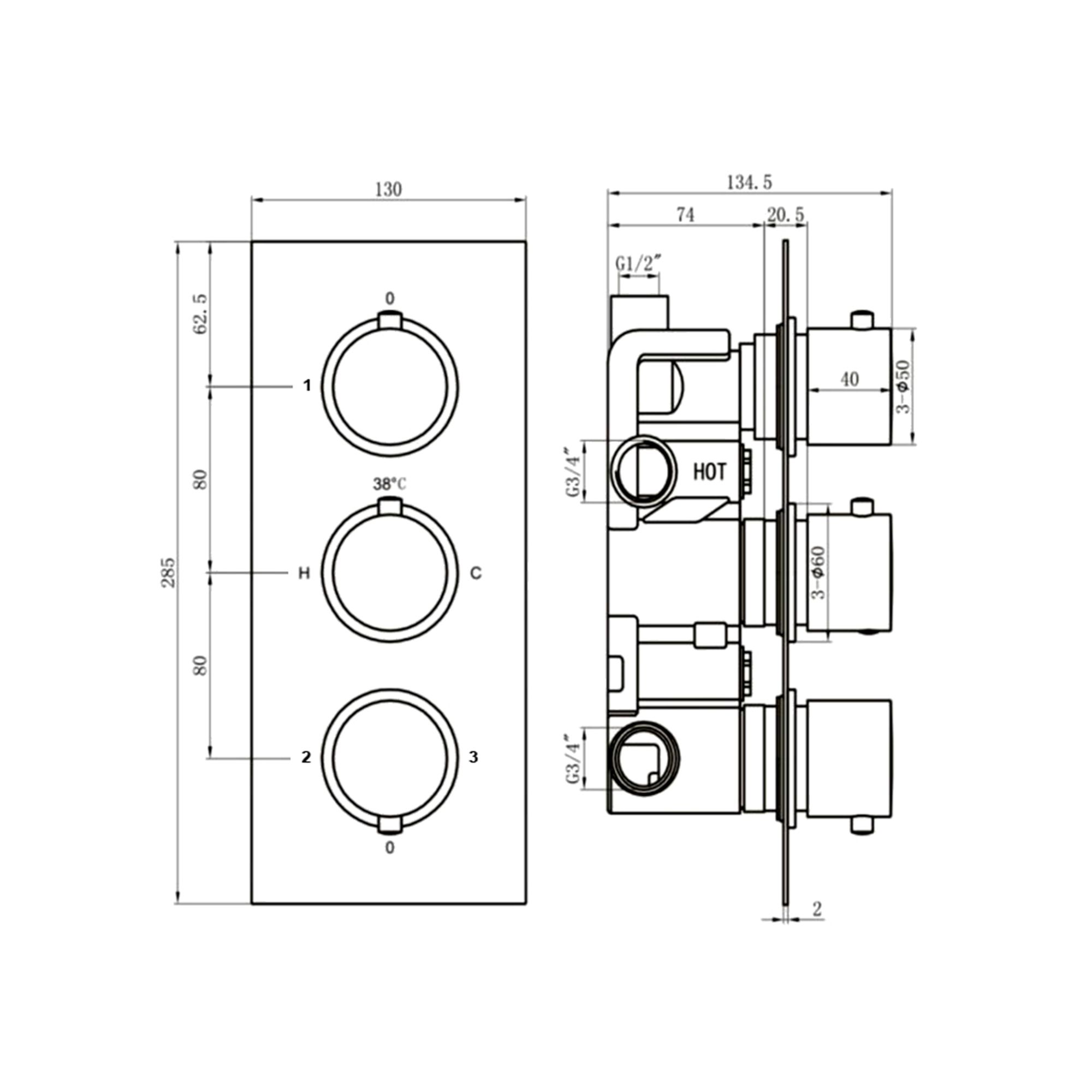 Aquadry Oria ½ turn Bronze effect Diverter Shower mixer