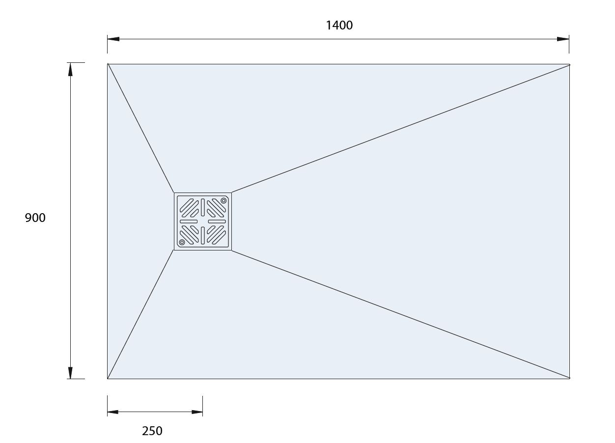 Aquadry Square Shower tray kit (L)140cm (W)90cm (H)3cm