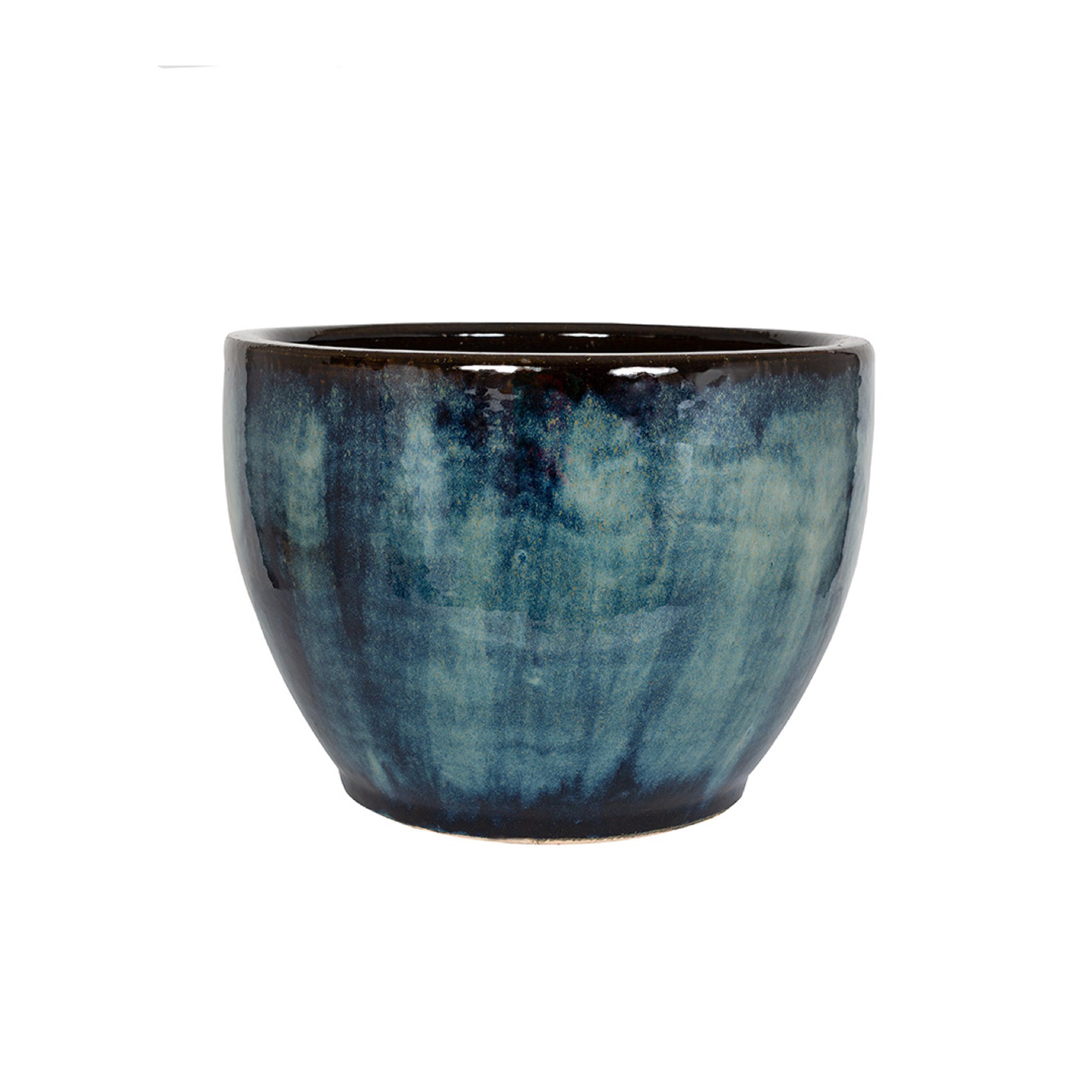 Aquaflora Blue Terracotta Glazed Plant pot (H)26cm