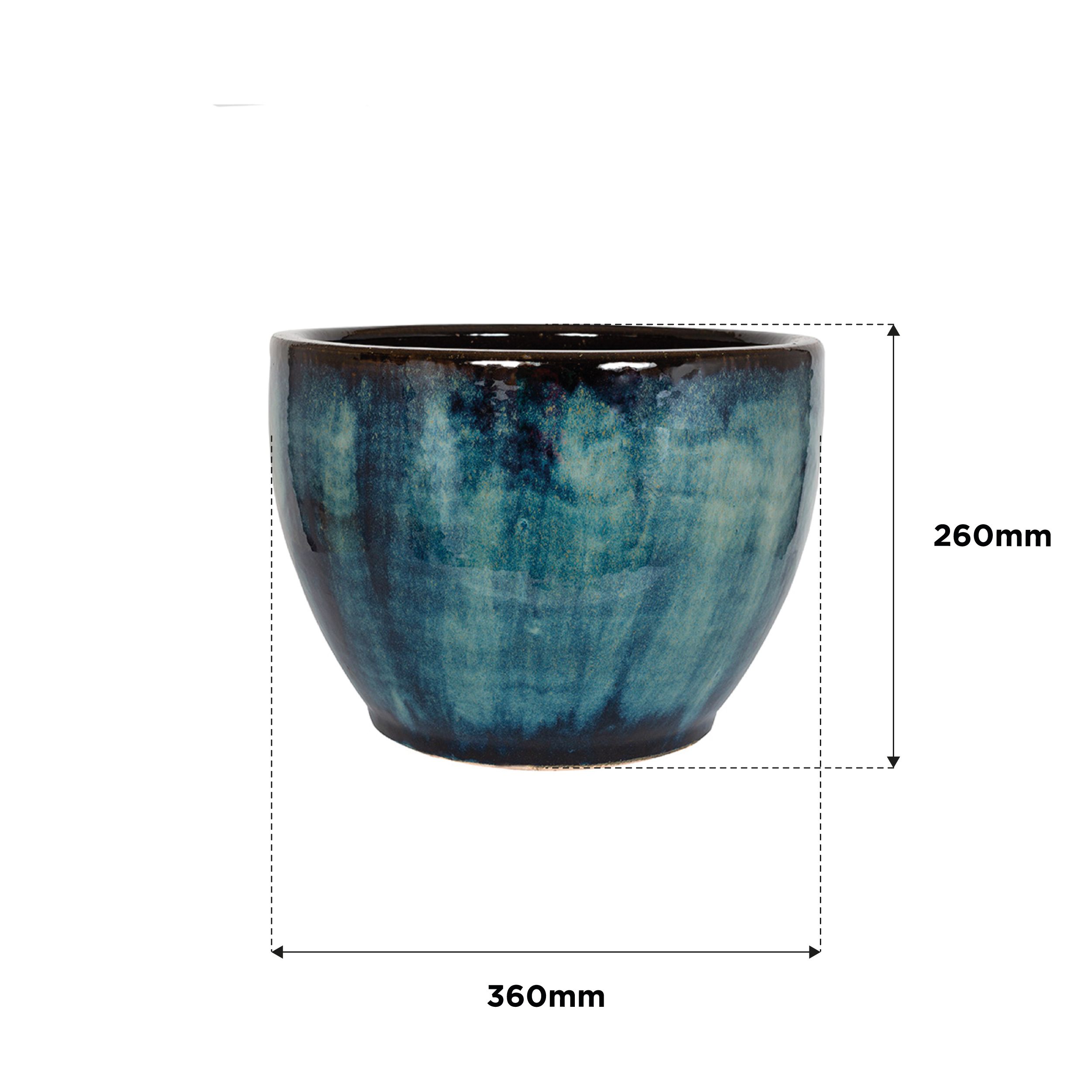 Aquaflora Blue Terracotta Glazed Plant pot (H)26cm