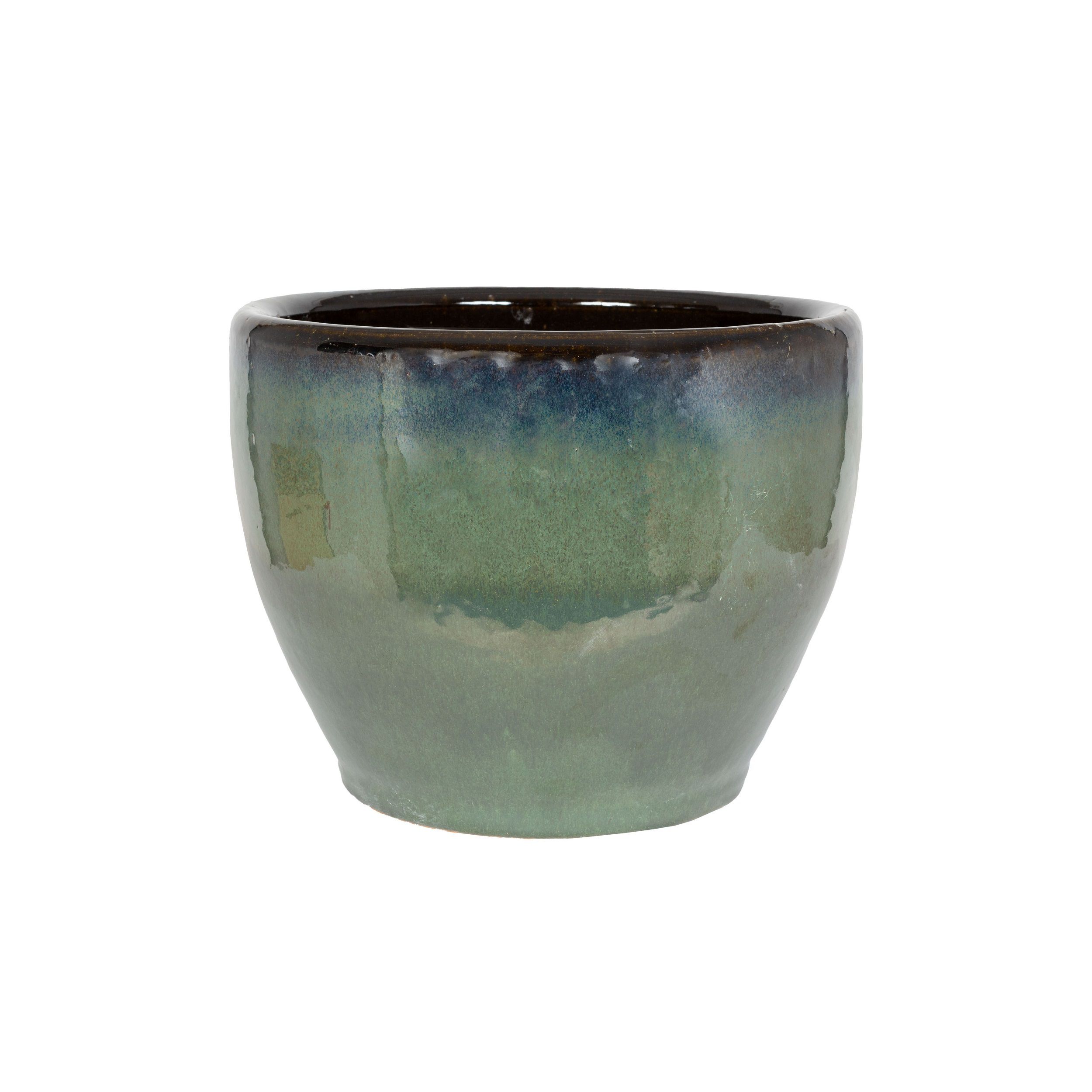 Aquaflora Green Terracotta Glazed Plant pot (H)26cm