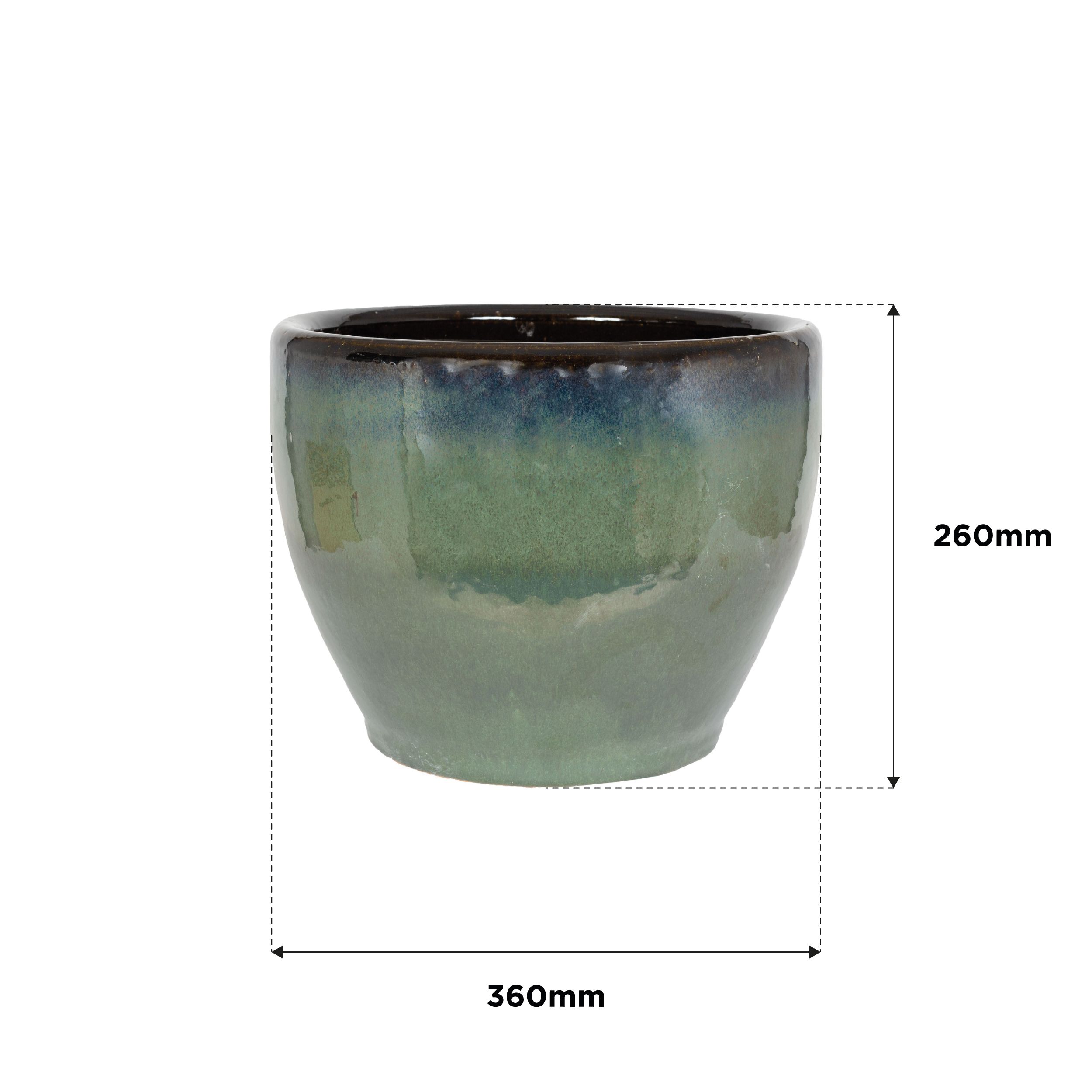Aquaflora Green Terracotta Glazed Plant pot (H)26cm