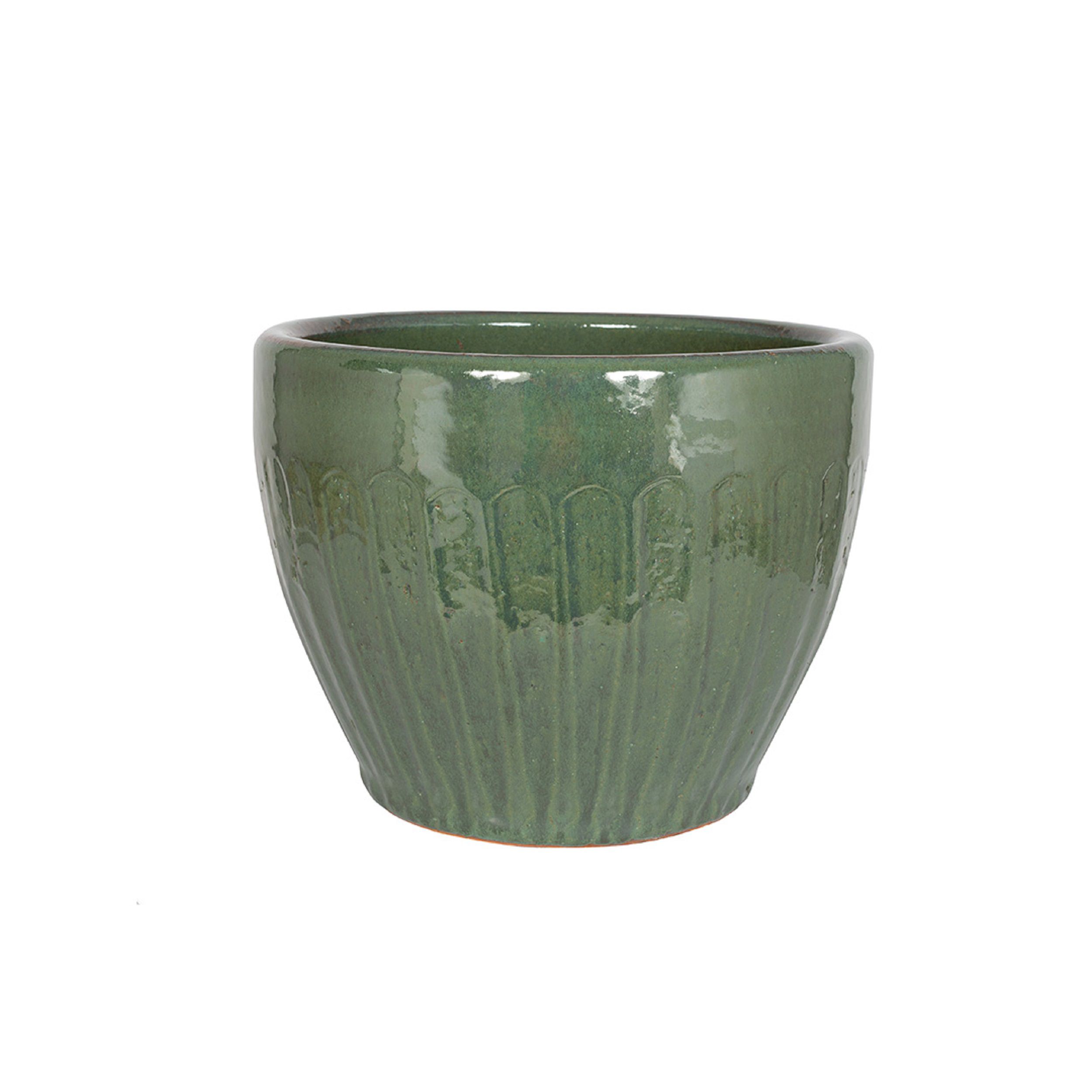 Aquaflora Green Terracotta Glazed Plant pot (H)26cm