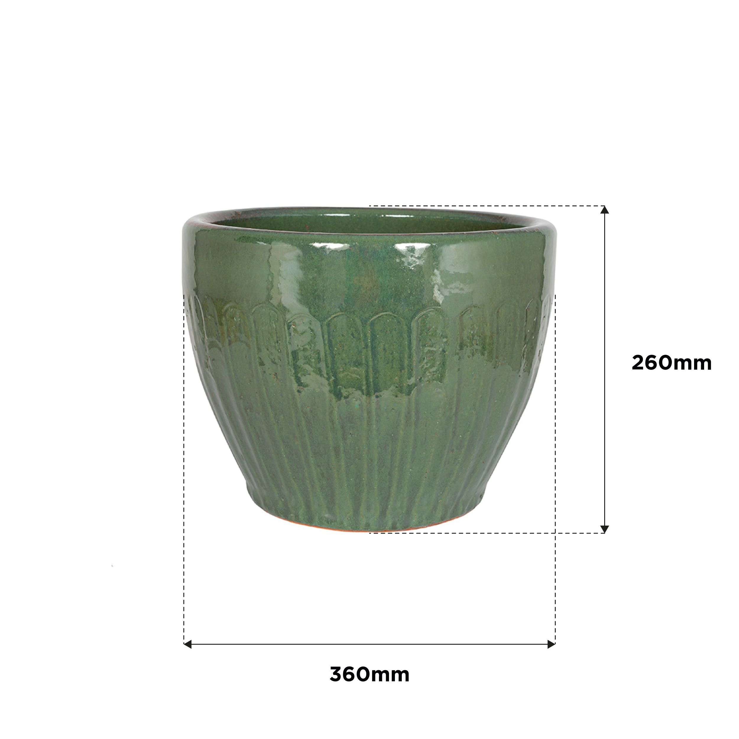 Aquaflora Green Terracotta Glazed Plant pot (H)26cm