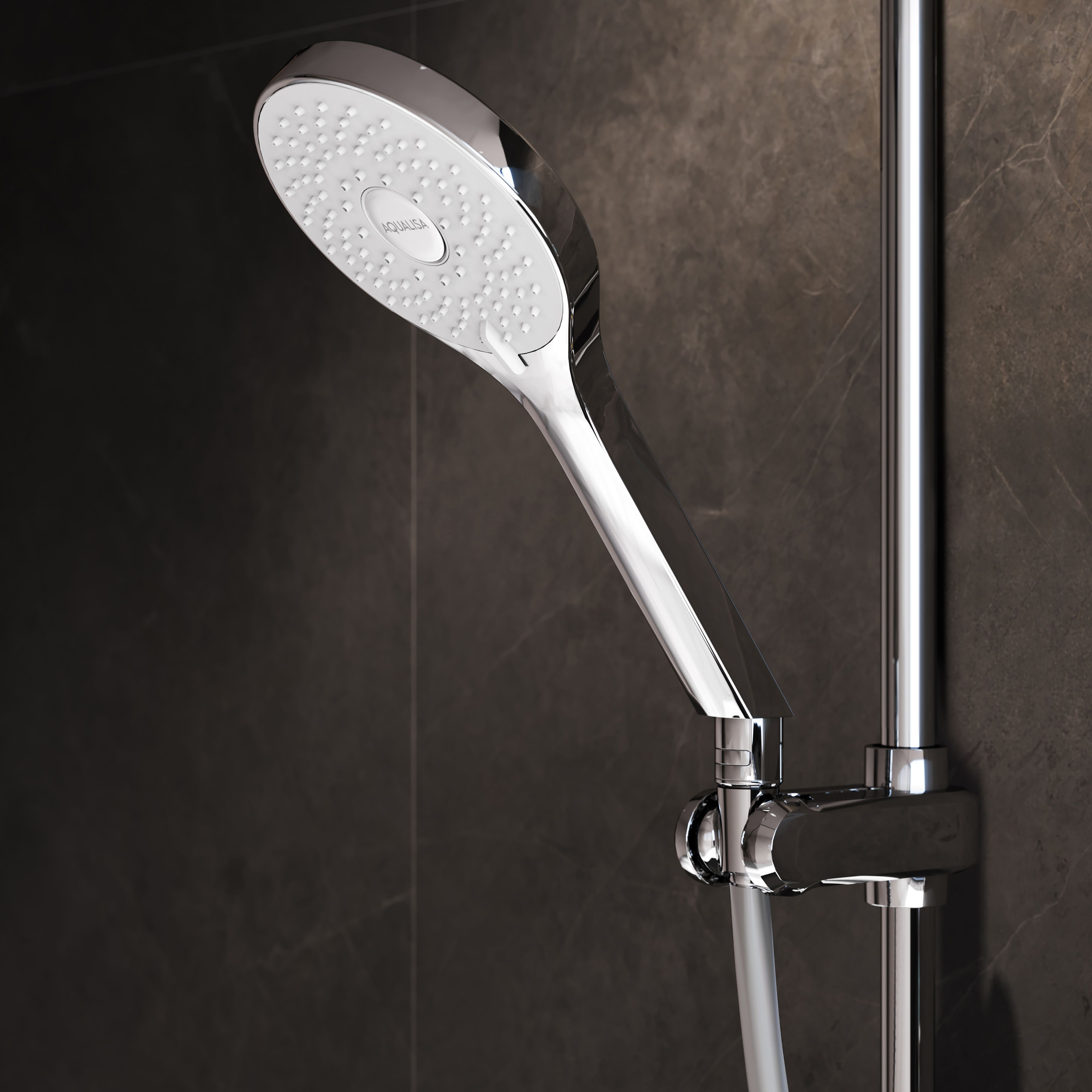 Aqualisa Optic Q Concealed valve Gravity-pumped Ceiling fed Smart Digital 3-spray pattern Shower with Adjustable head