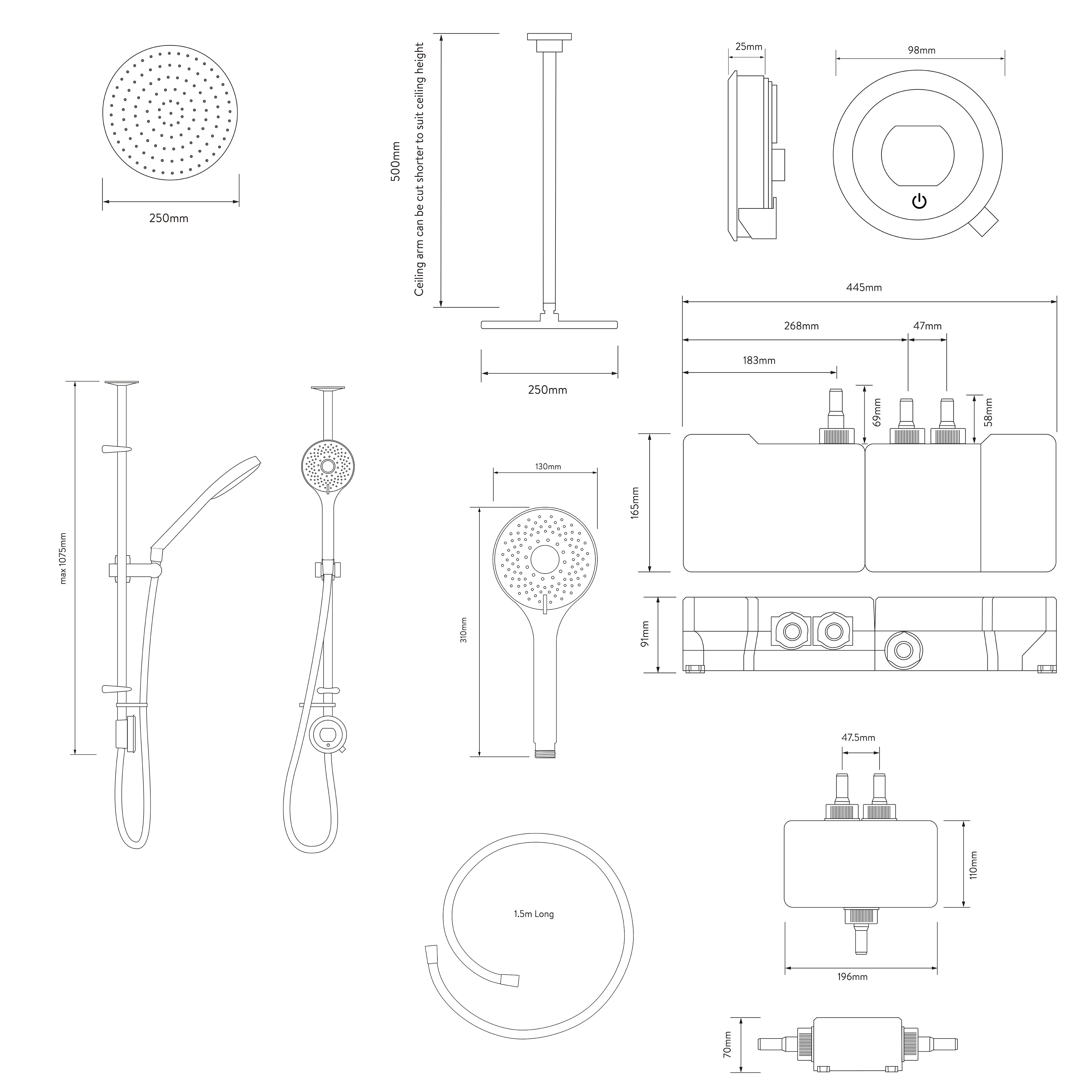 Aqualisa Optic Q Exposed valve Gravity-pumped Smart Digital mixer Shower with Adjustable & Ceiling-fixed head