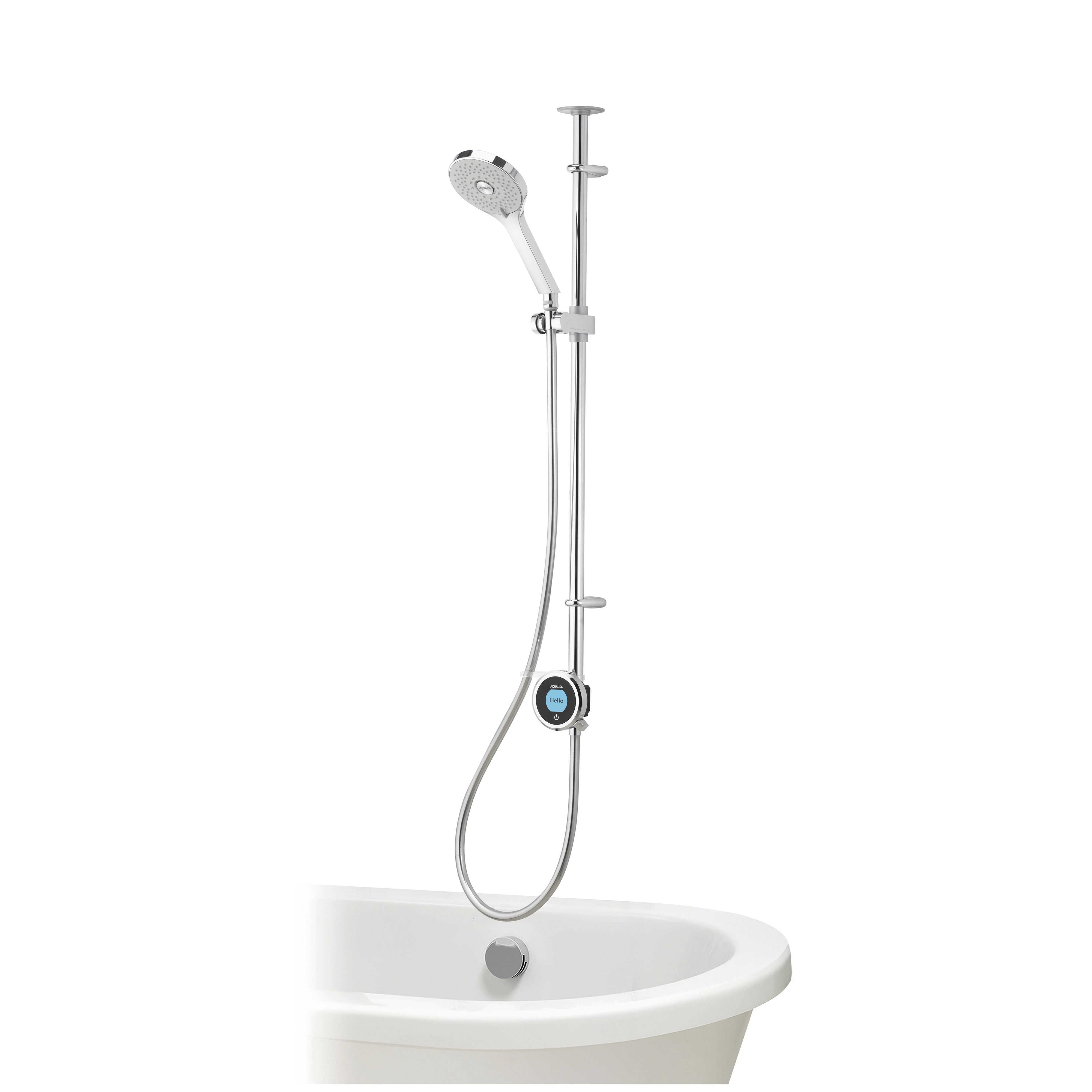 Aqualisa Optic Q Exposed valve Gravity-pumped Smart Digital mixer Shower with overflow bath filler & Adjustable head