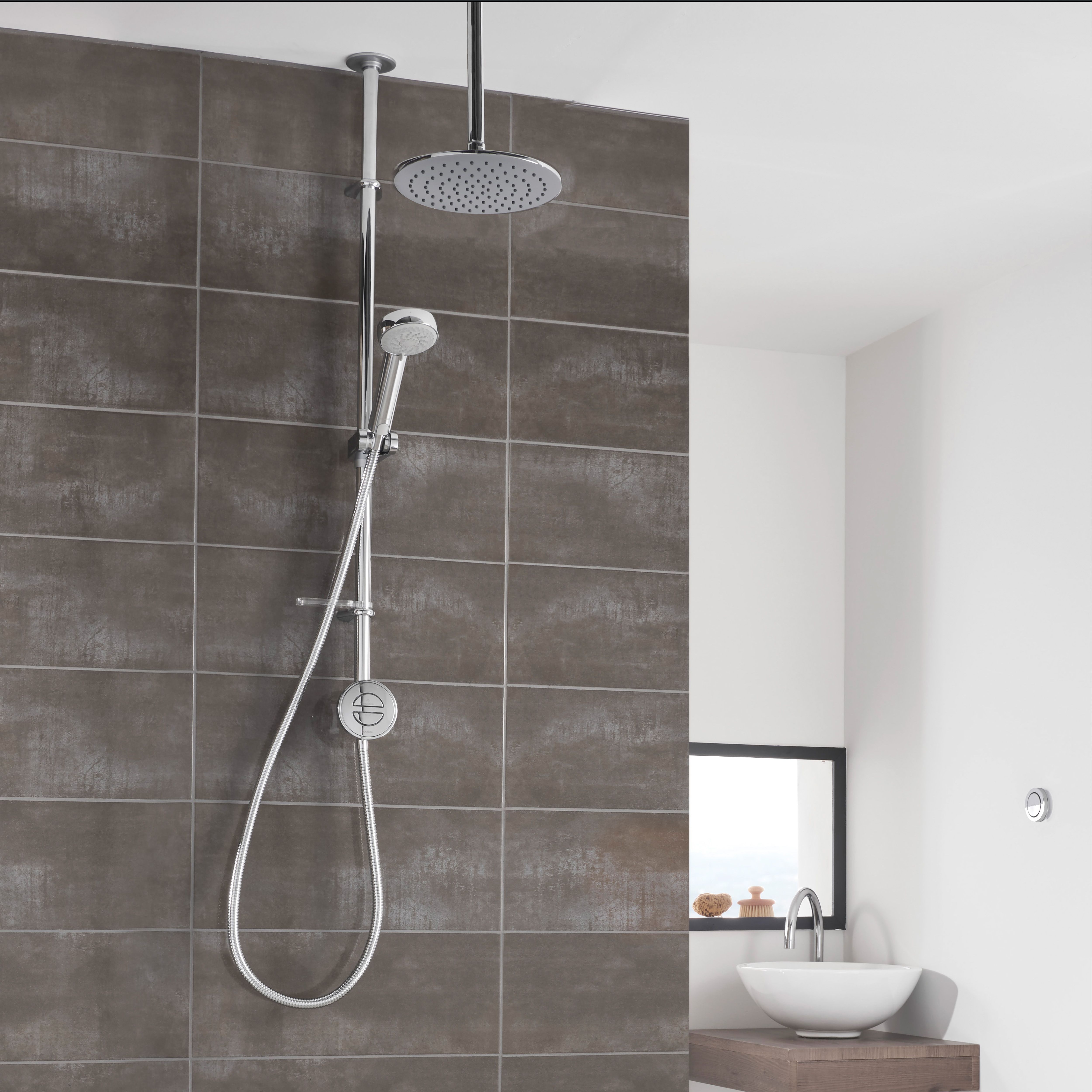 Aqualisa Smart Link Exposed valve Gravity-pumped Ceiling fed Smart Digital Shower with Adjustable