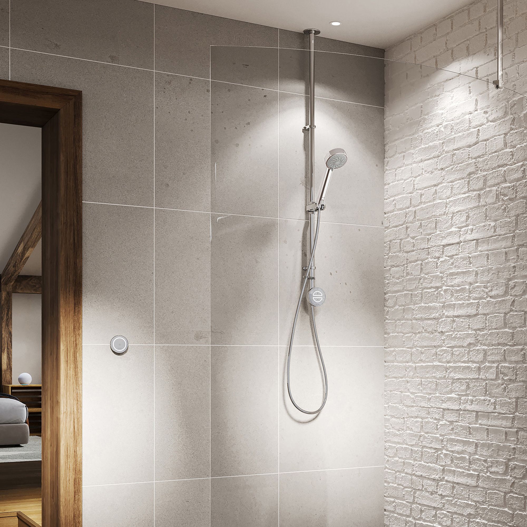 Aqualisa Smart Link Gravity-pumped Ceiling fed Smart Digital 4-spray pattern Shower with Adjustable head