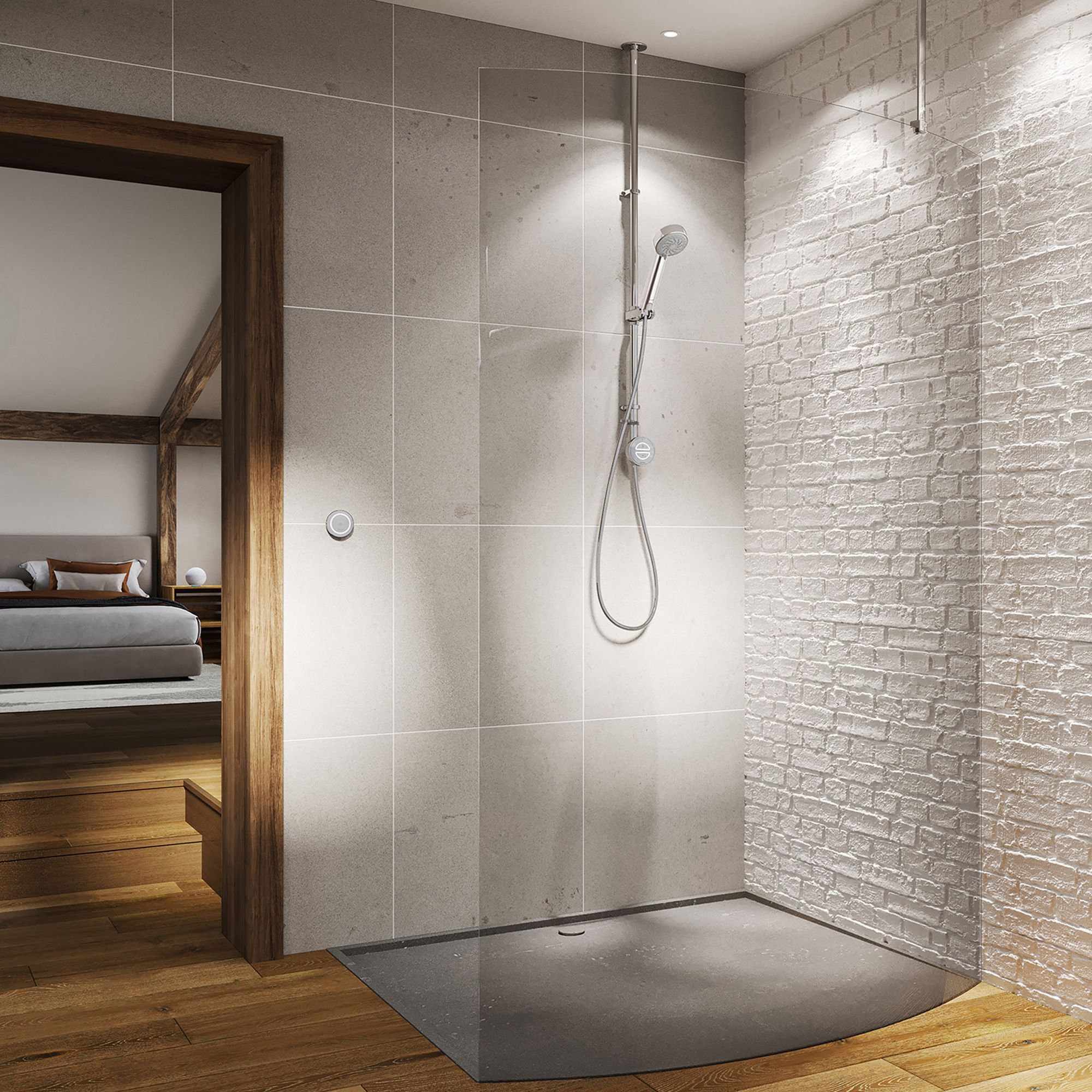 Aqualisa Smart Link Gravity-pumped Ceiling fed Smart Digital 4-spray pattern Shower with Adjustable head