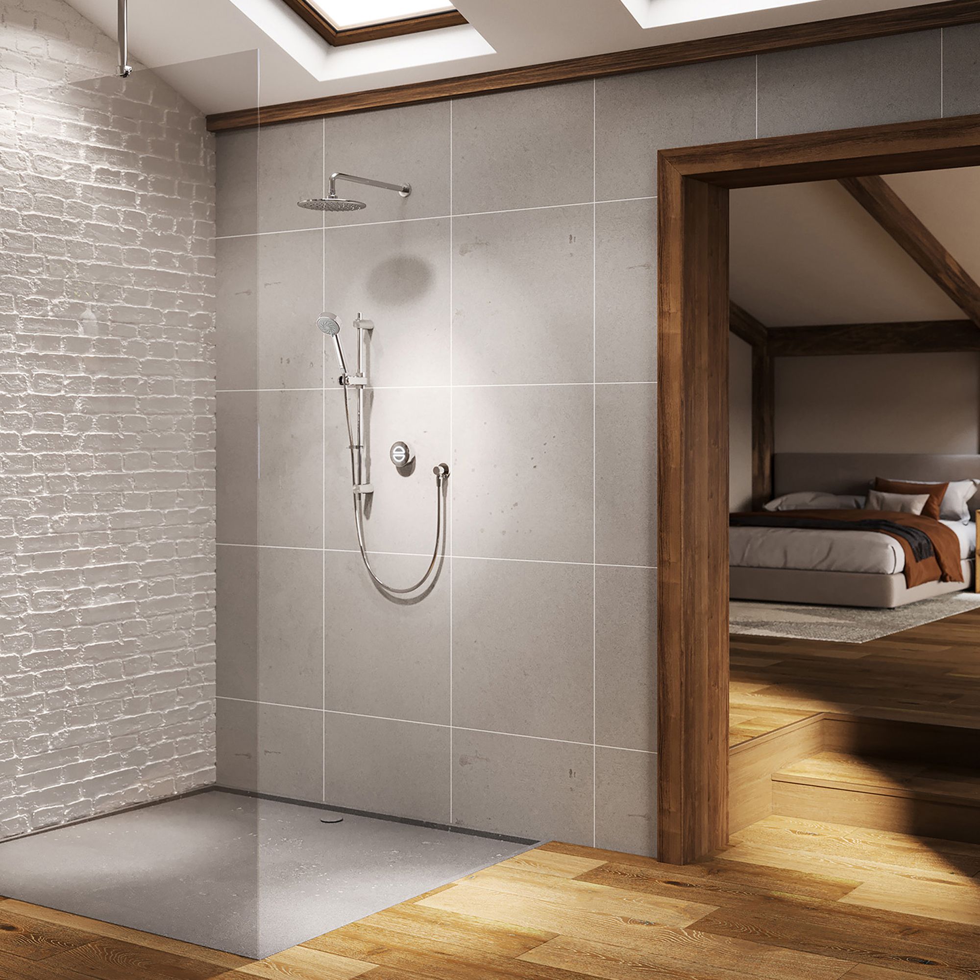 Aqualisa Smart Link Gravity-pumped Wall fed Smart Digital 4-spray pattern Shower with Adjustable & Fixed heads