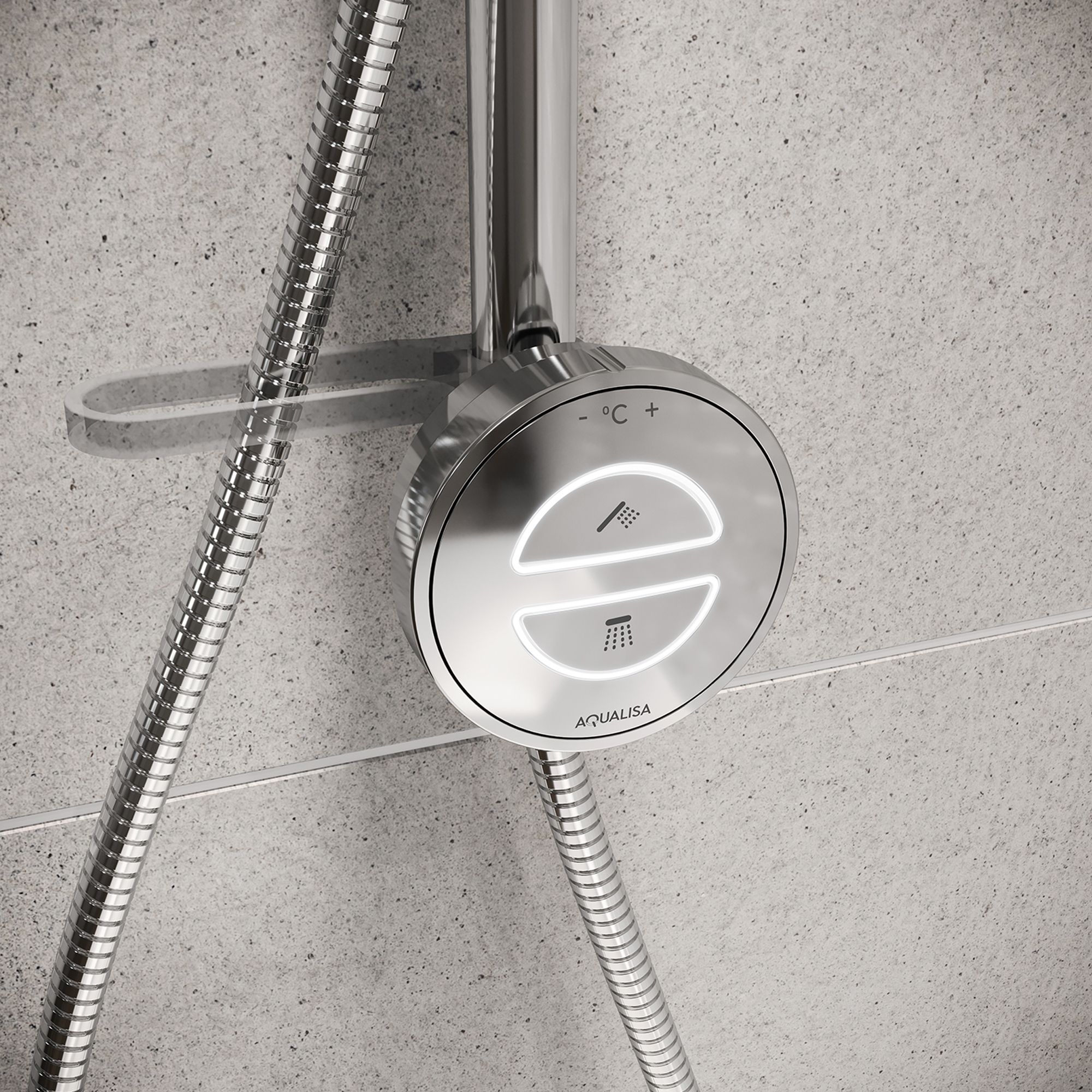 Aqualisa Smart Link HP/Combi Ceiling fed Smart Digital 4-spray pattern Shower with Adjustable head