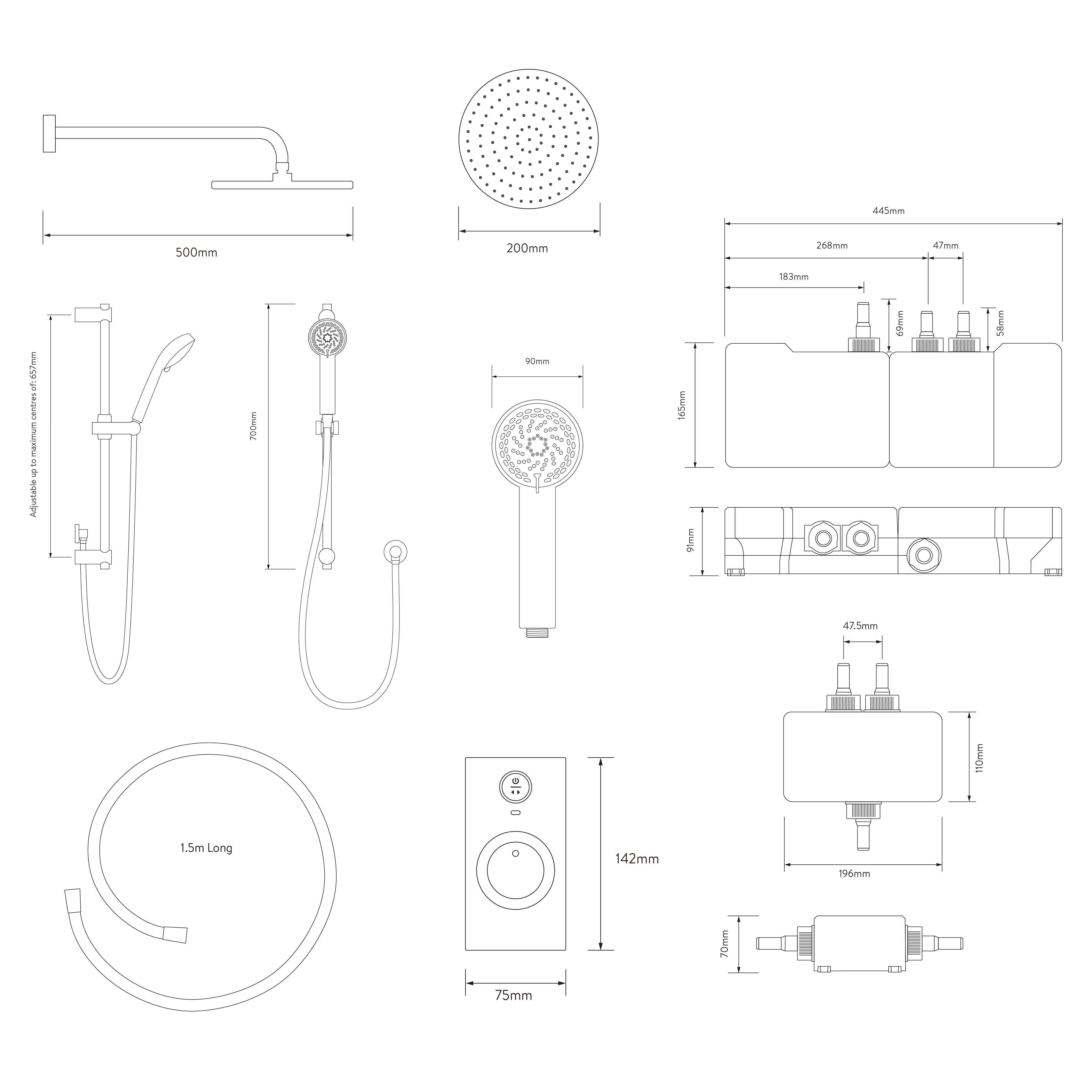 Aqualisa Visage Smart Concealed valve Gravity-pumped Wall fed Fixed head Smart Digital 4-spray pattern Shower Adjustable & Fixed Shower head