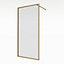 Aqualux AQ PRO Brushed Brass Clear Single Wet room glass screen (H)200cm (W)90cm